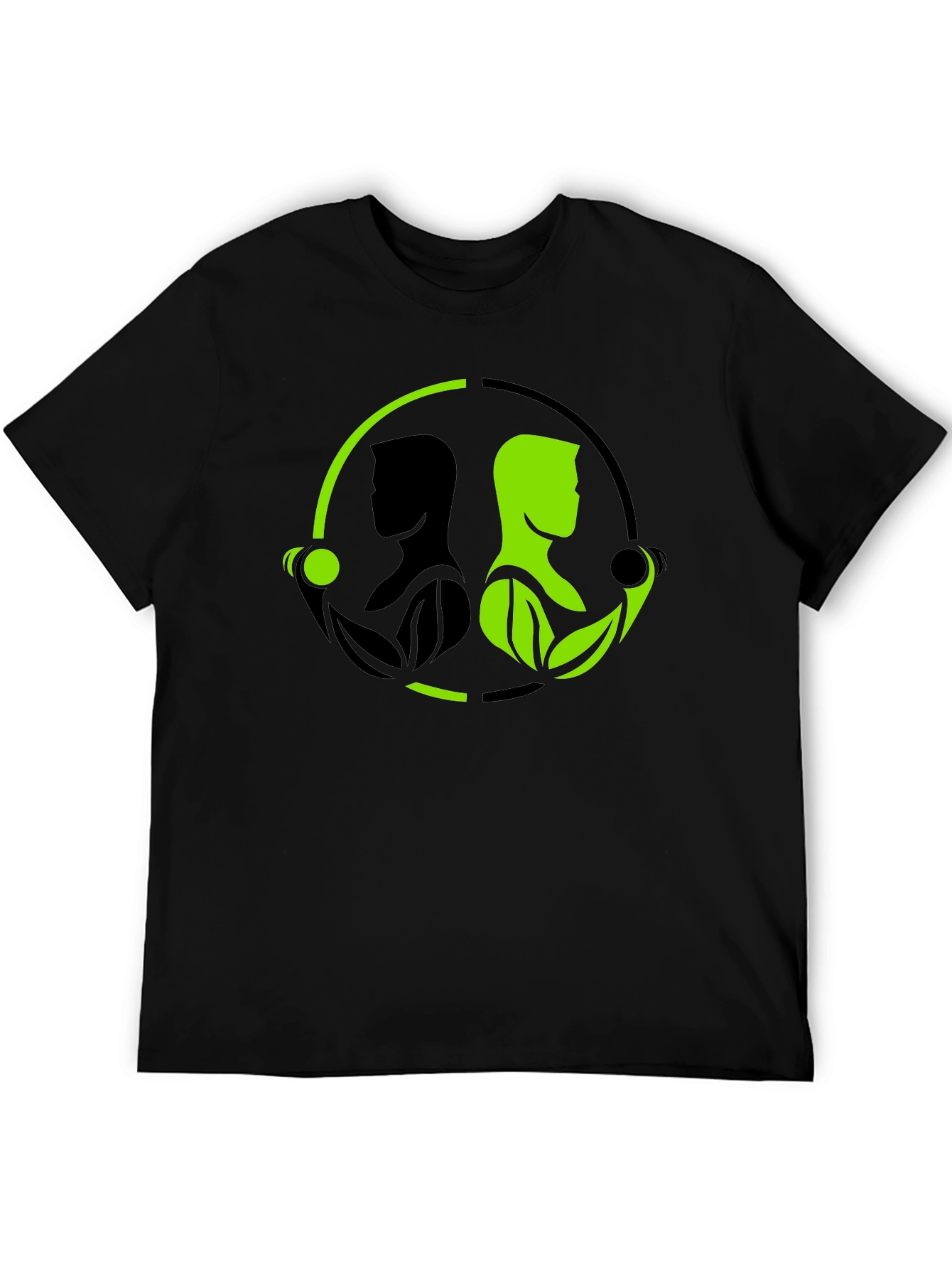 Nature Gym T-Shirt - Black Green Yin Yang Fitness