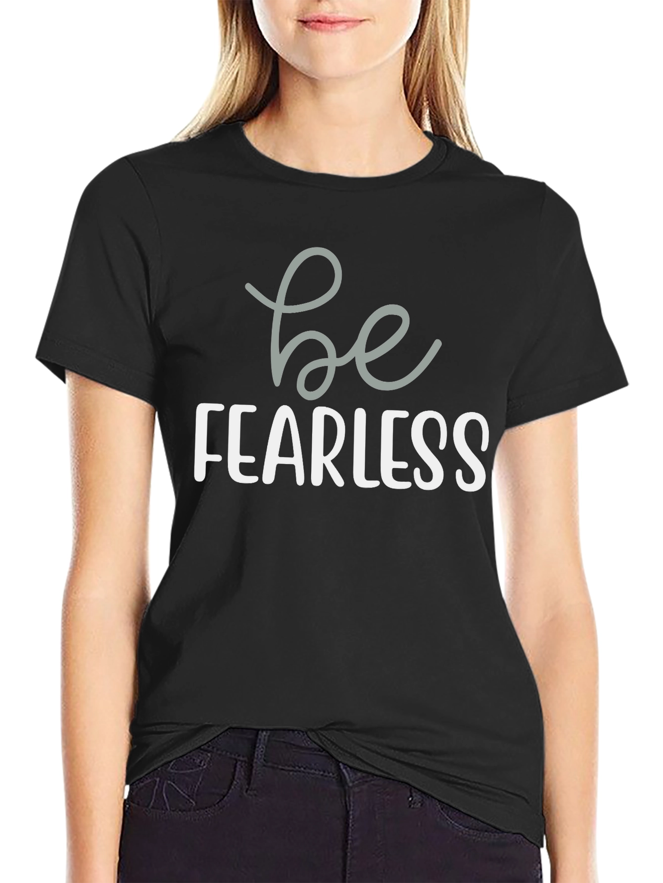 Be Fearless Graphic Tee - Mens Black Crewneck T-Shirt