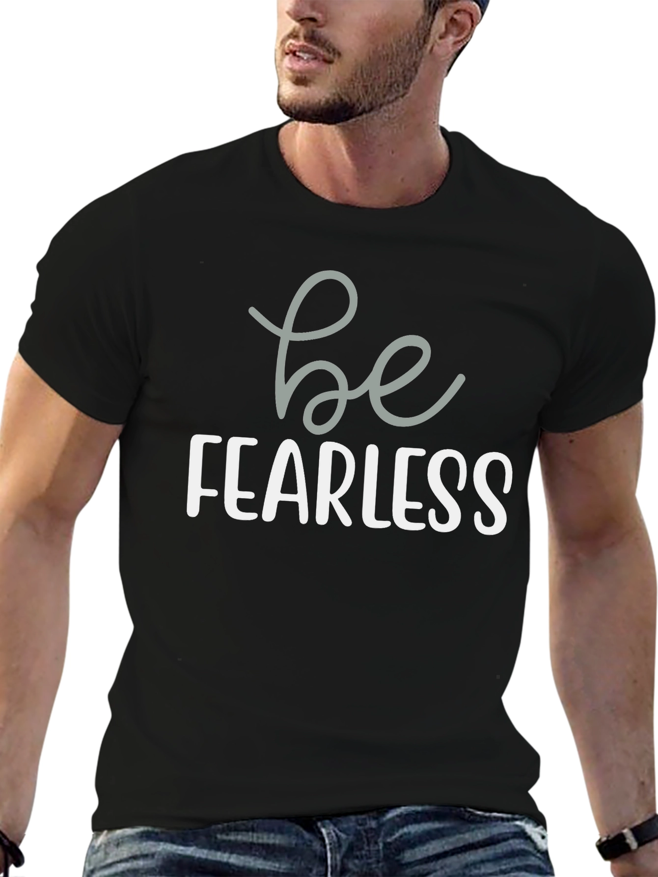 Be Fearless Graphic Tee - Mens Black Crewneck T-Shirt