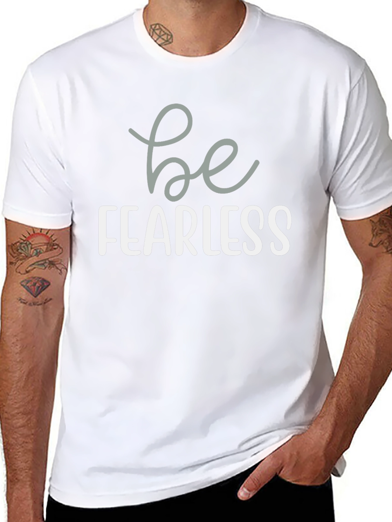 Be Fearless Graphic Tee - Mens Black Crewneck T-Shirt