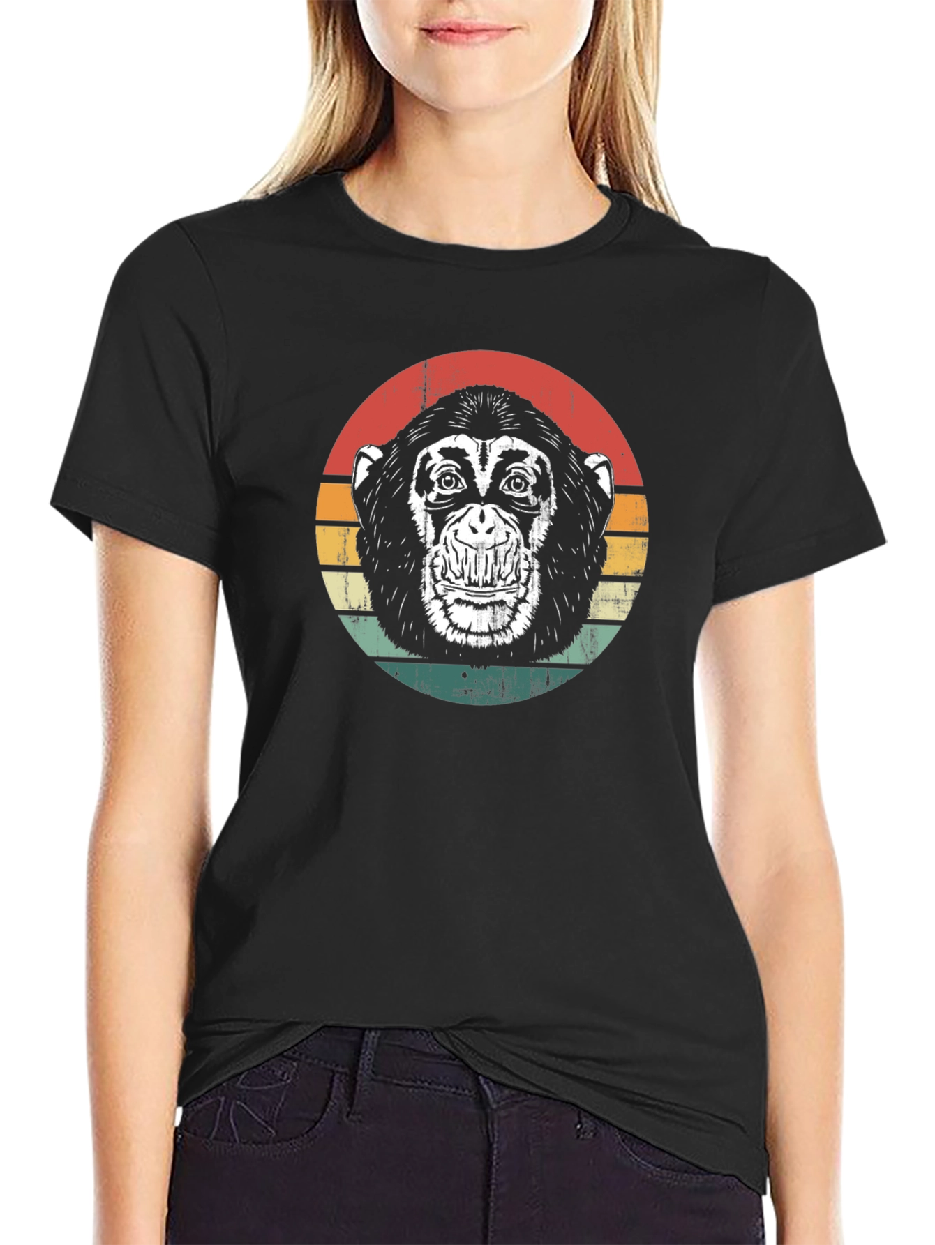 Retro Monkey Graphic Tee - Classic Black T-Shirt