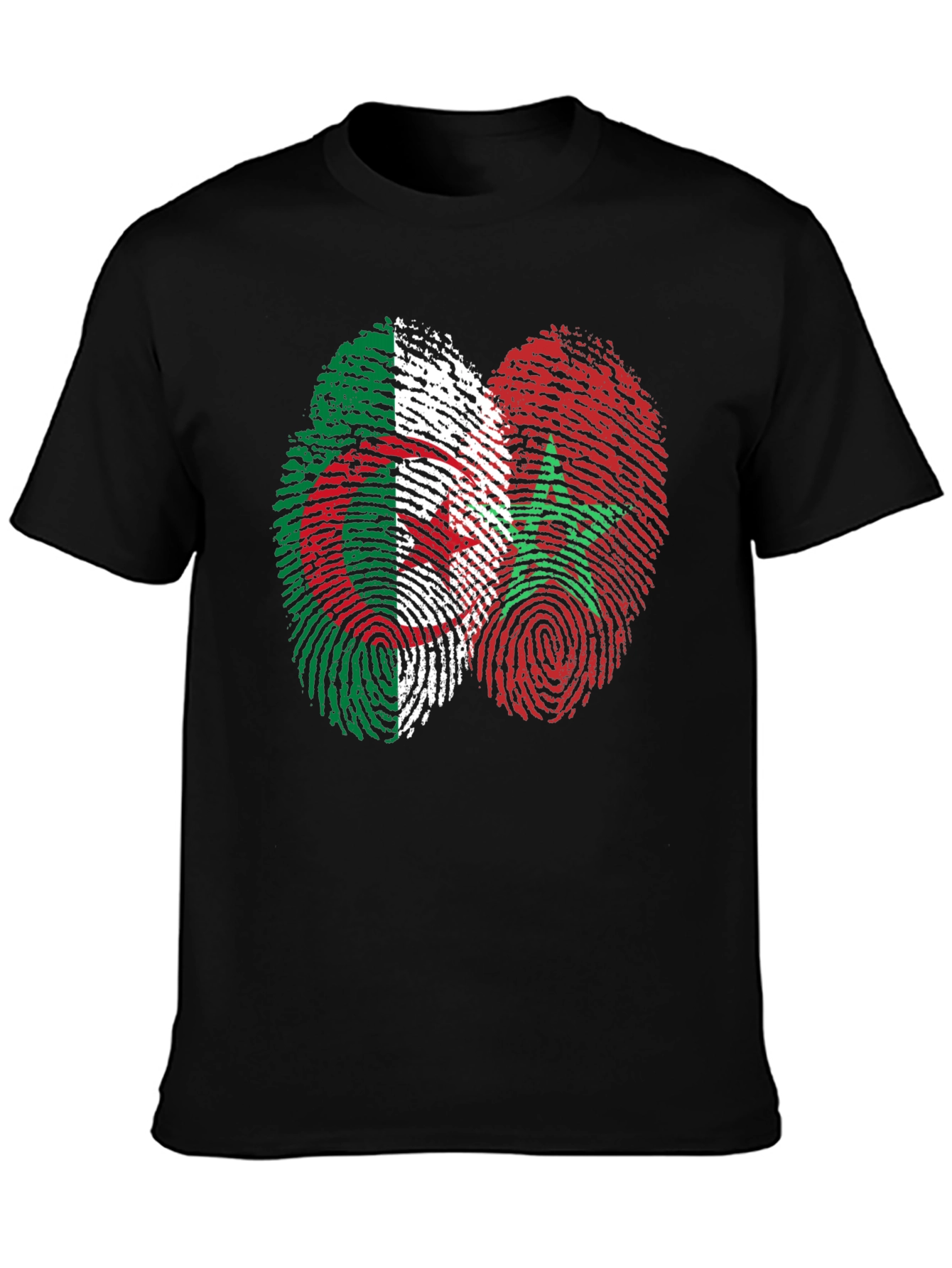 Algeria Morocco Fingerprint Flag Graphic T-Shirt