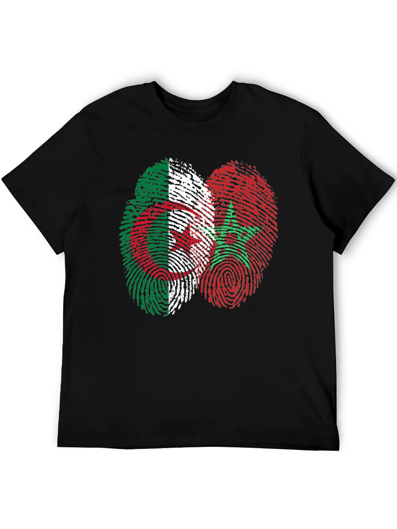 Algeria Morocco Fingerprint Flag Graphic T-Shirt