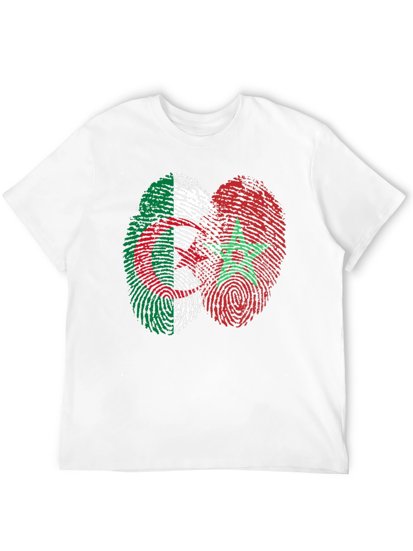 Algeria Morocco Fingerprint Flag Graphic T-Shirt