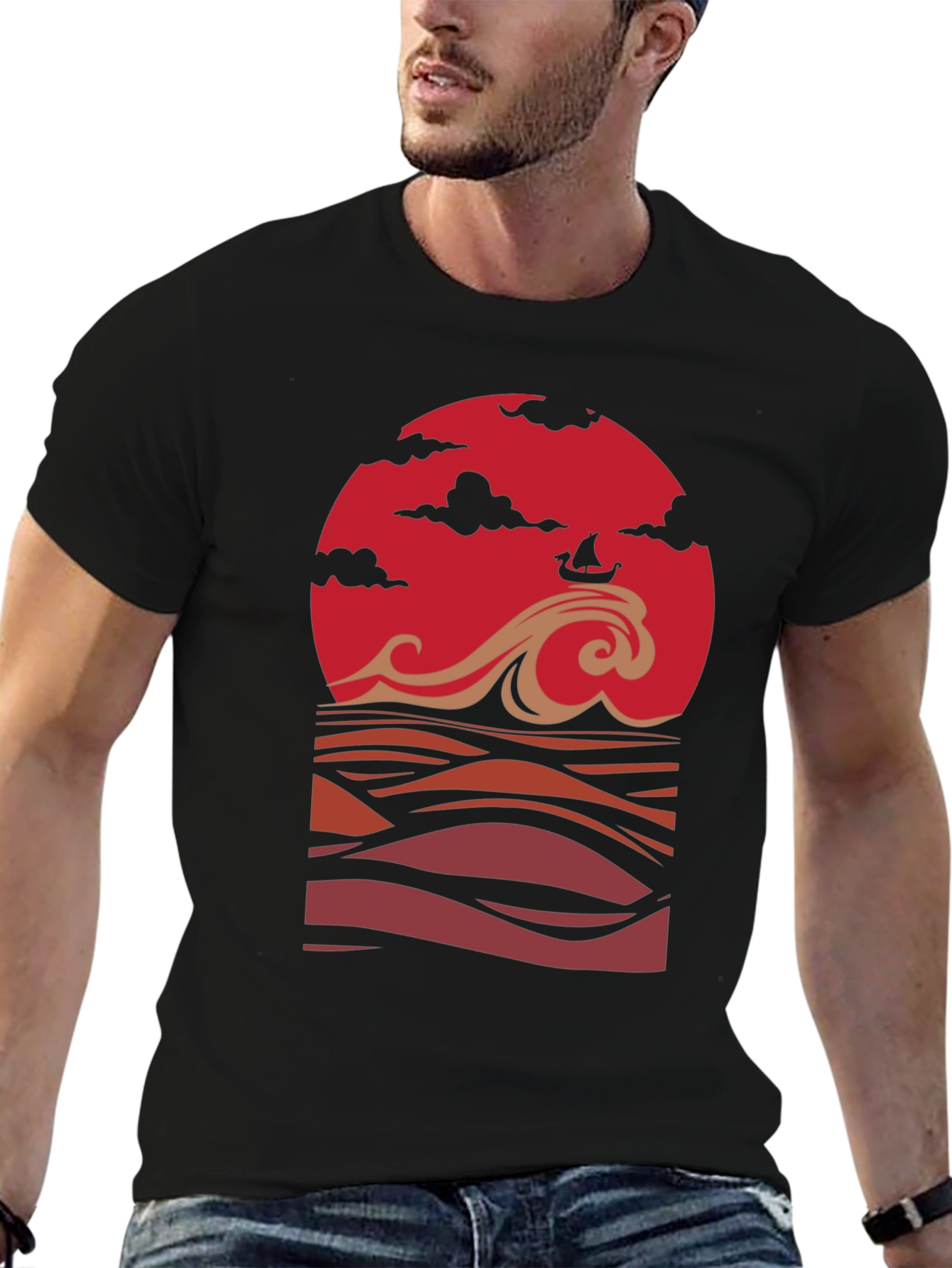 Sunset Ship Graphic Tee - Stylish Comfort