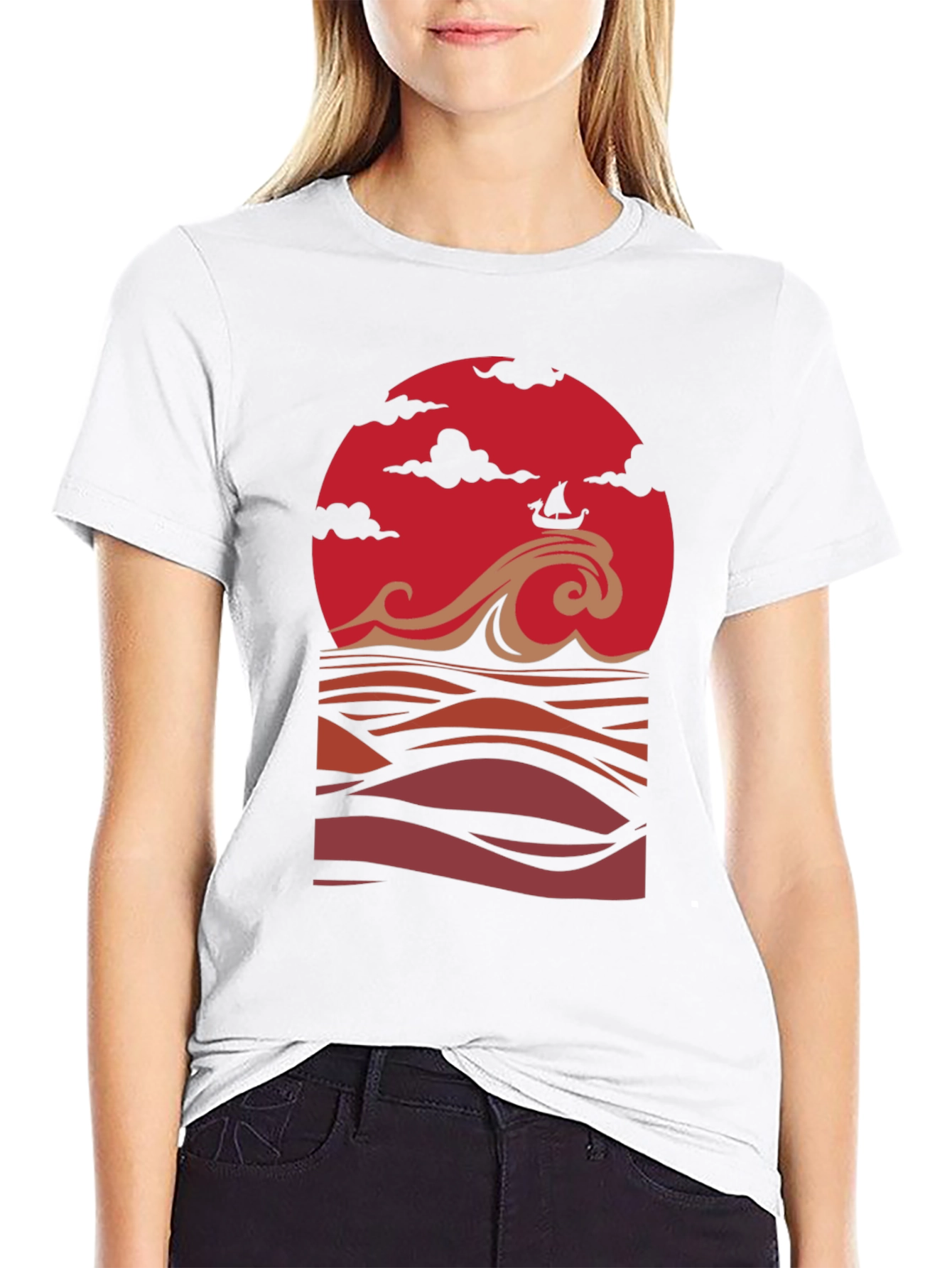 Sunset Ship Graphic Tee - Stylish Comfort