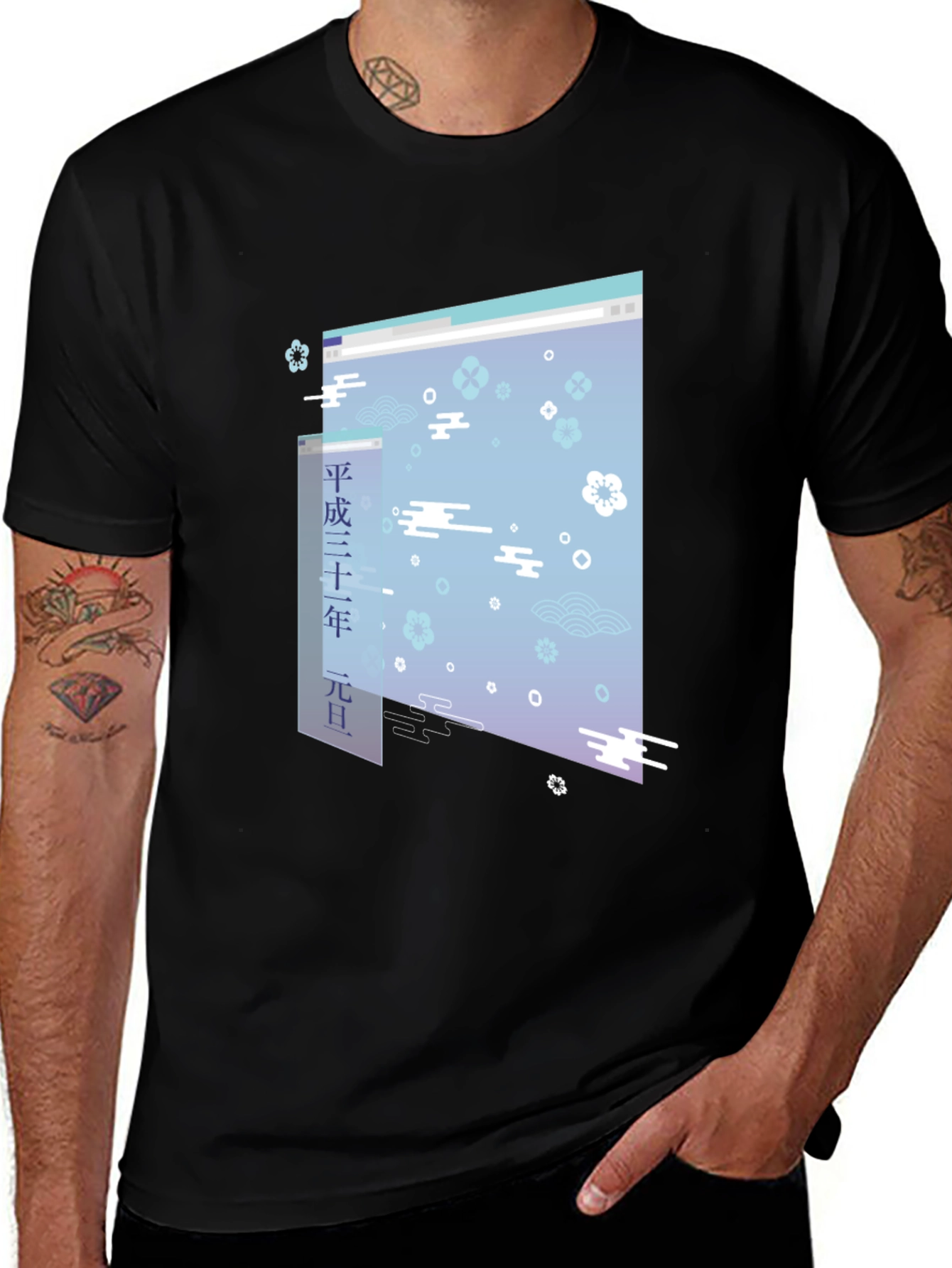 Retro Vaporwave Graphic Tee - Black