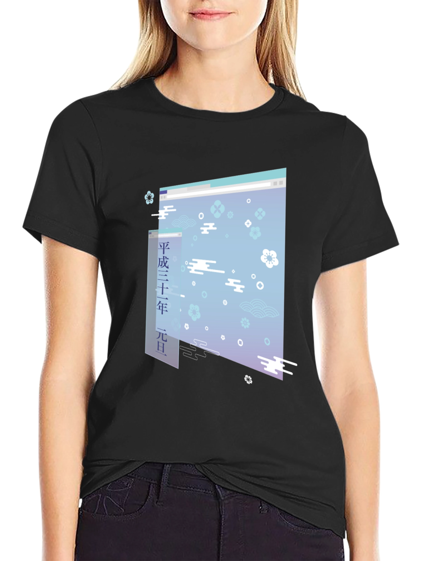 Retro Vaporwave Graphic Tee - Black
