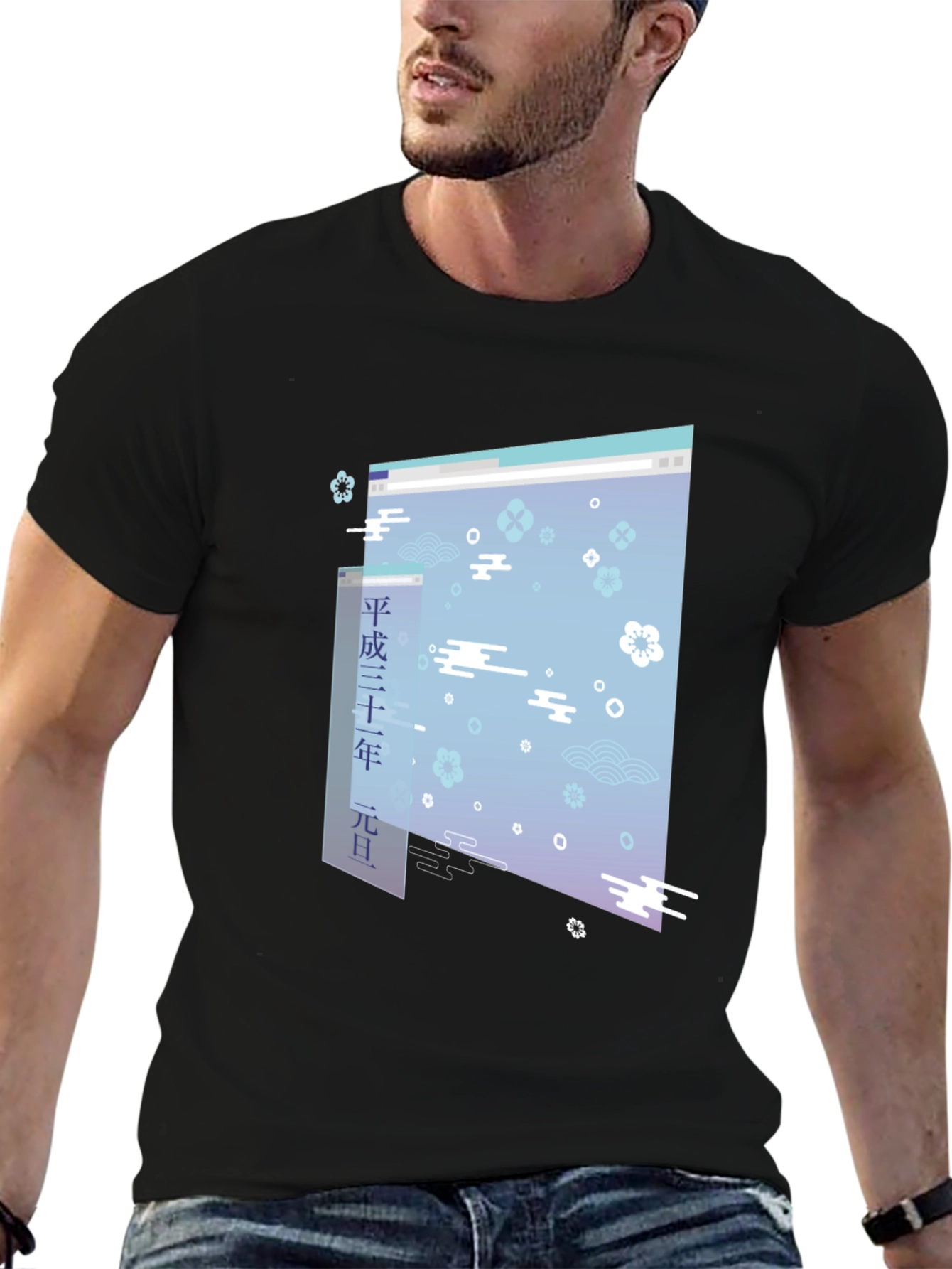 Retro Vaporwave Graphic Tee - Black