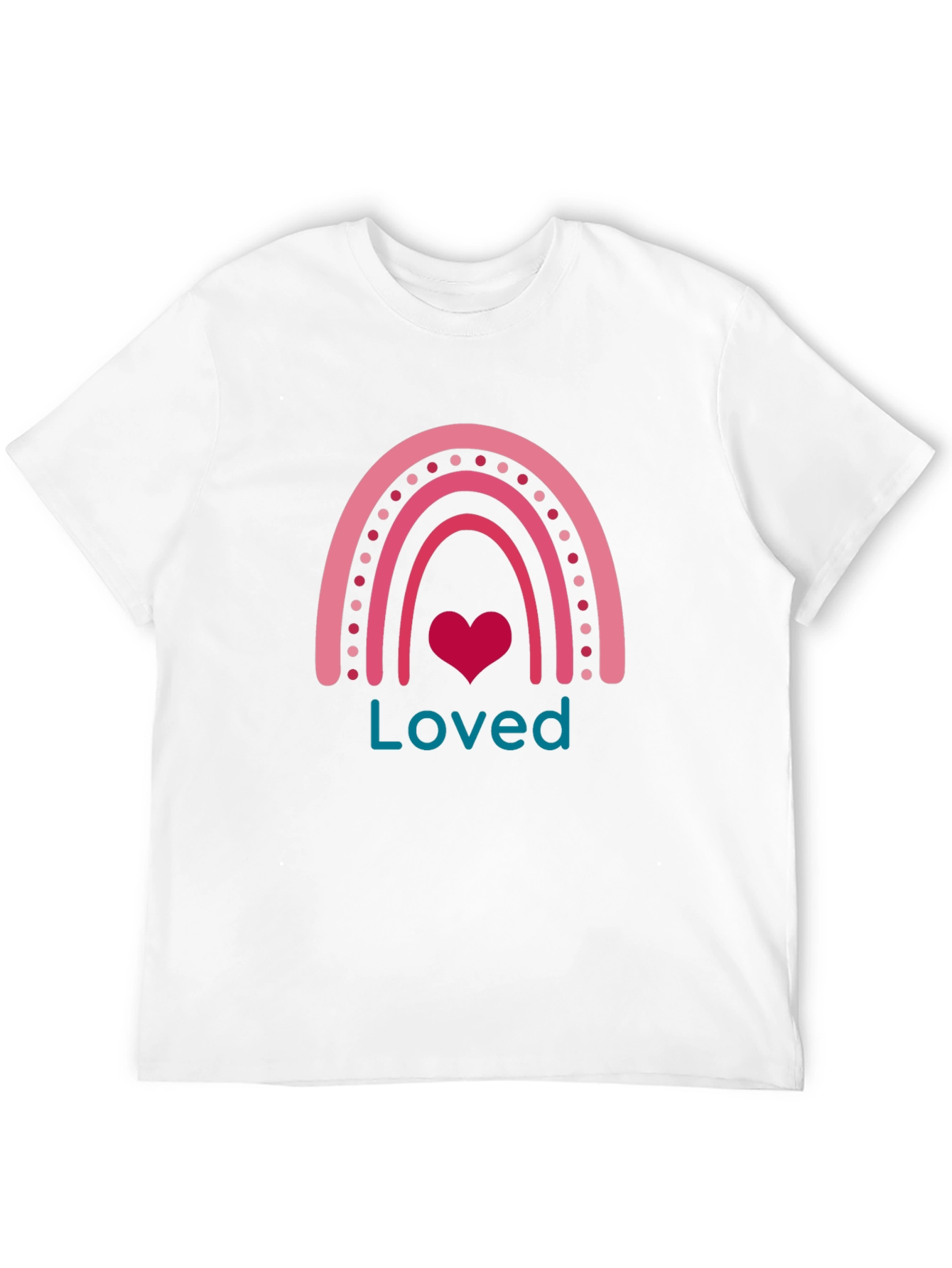 Loved Rainbow Heart Graphic T-Shirt