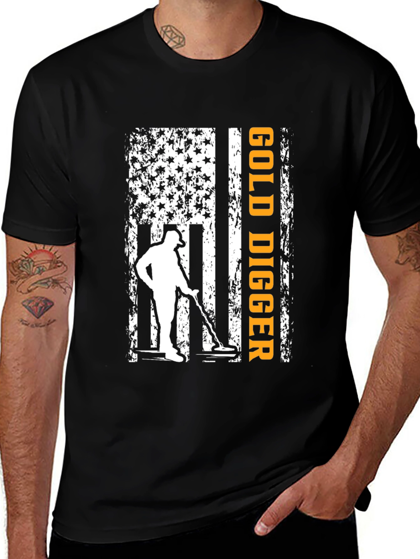 Gold Digger American Flag Graphic T-Shirt