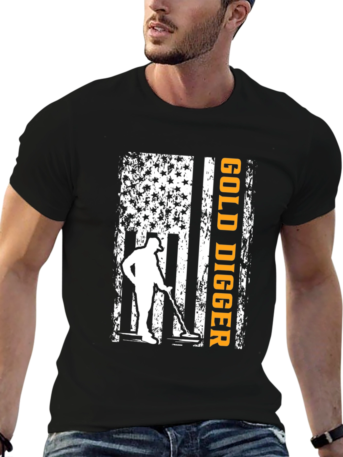 Gold Digger American Flag Graphic T-Shirt