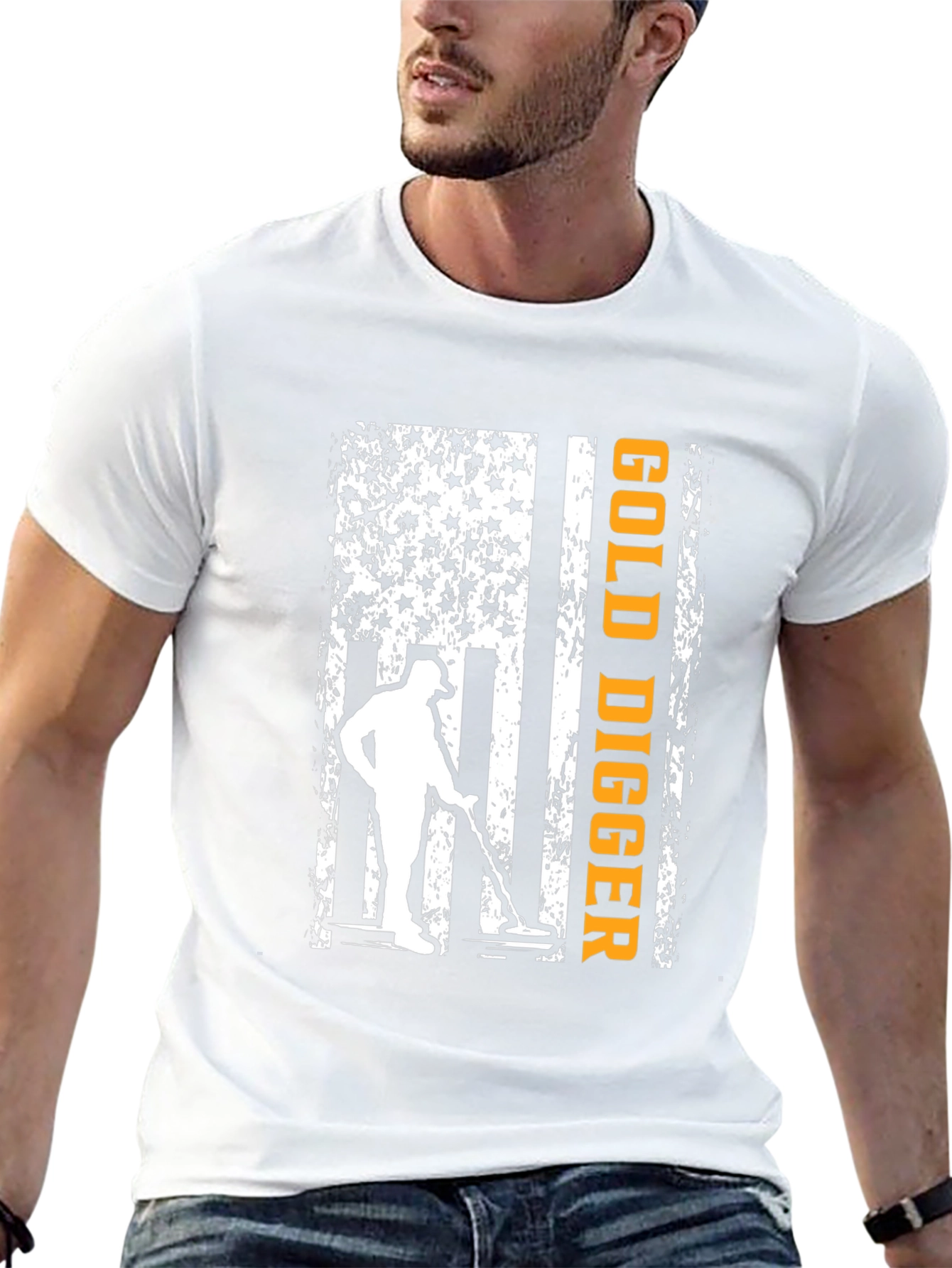 Gold Digger American Flag Graphic T-Shirt