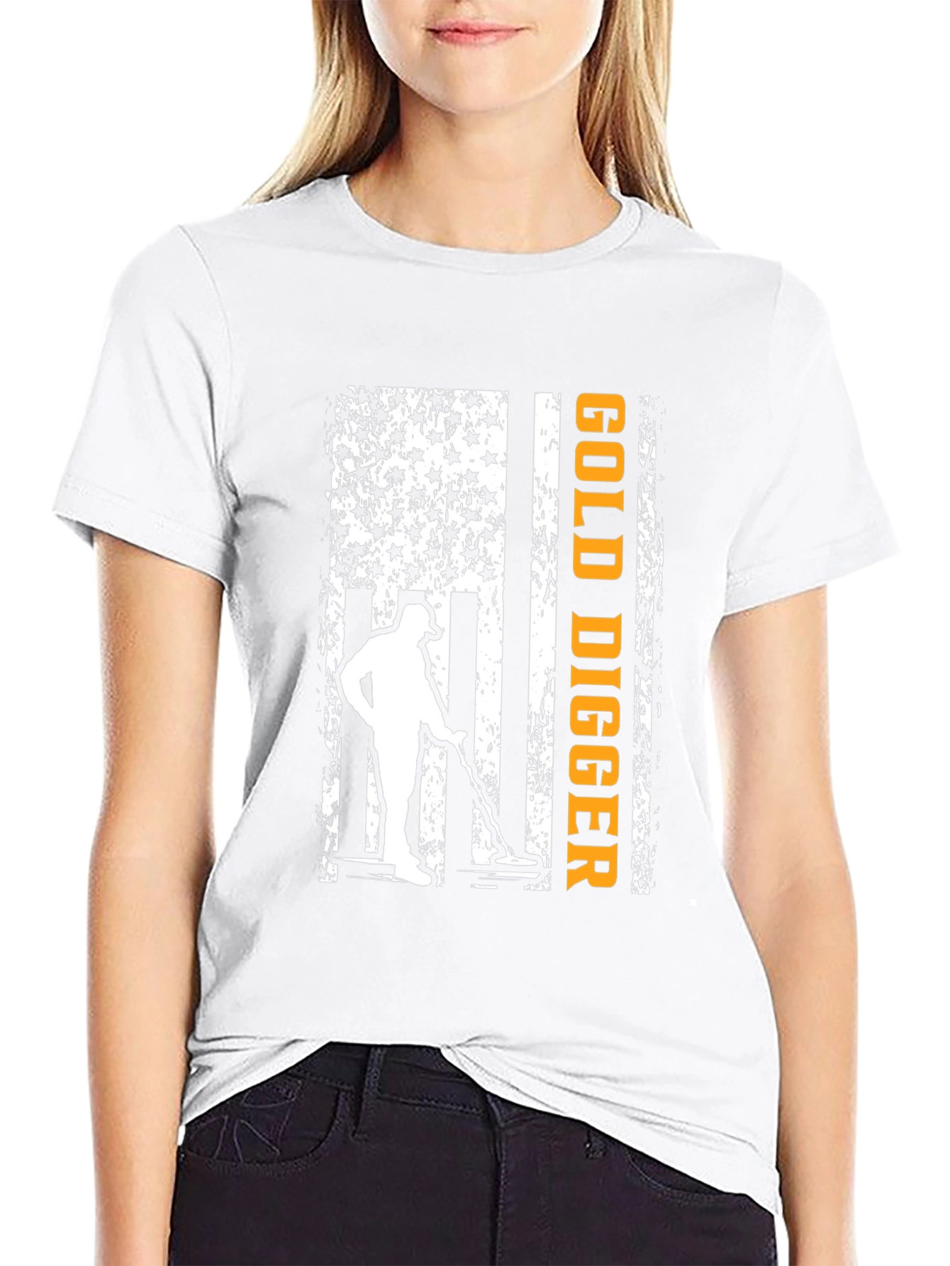 Gold Digger American Flag Graphic T-Shirt