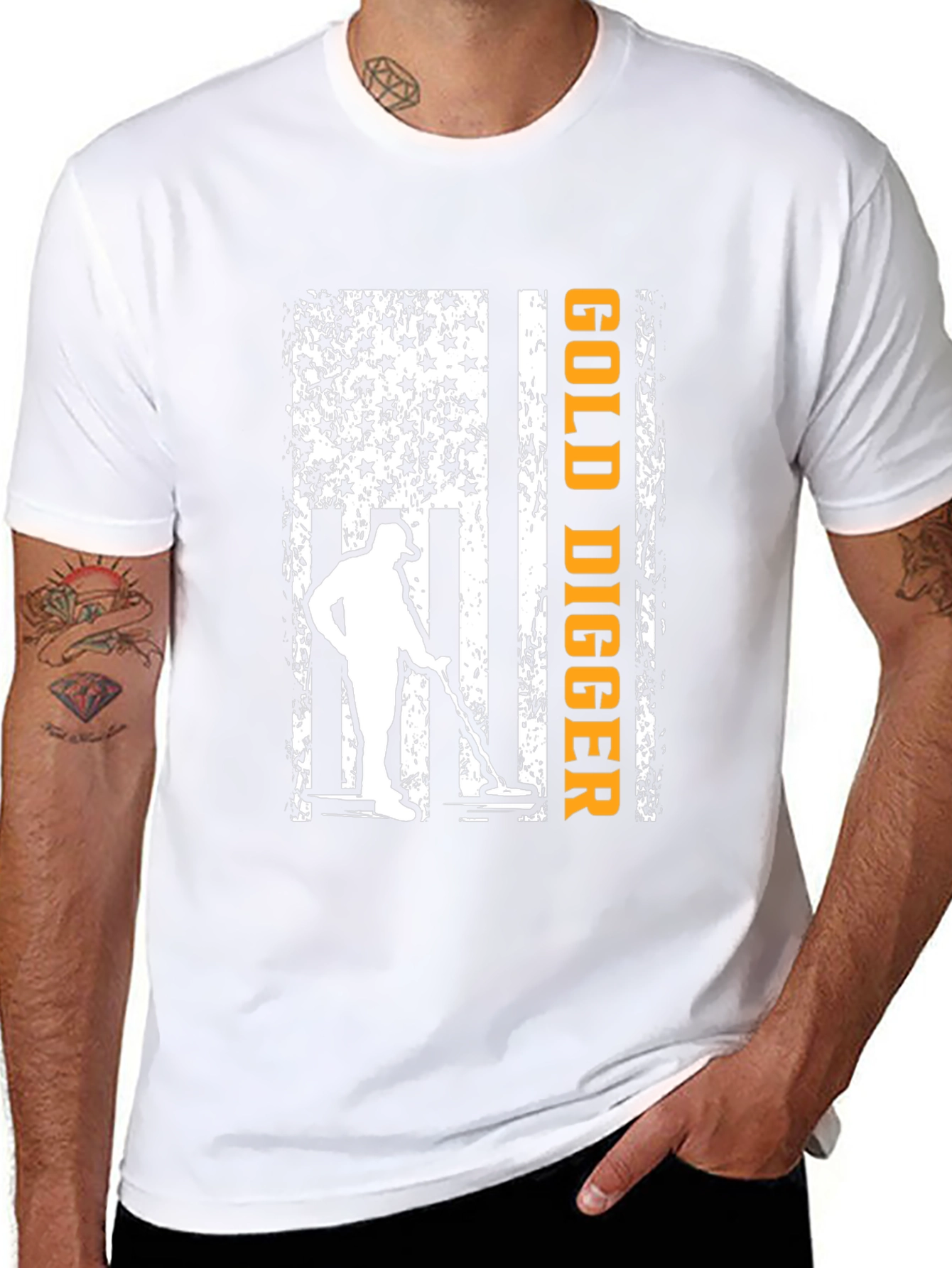 Gold Digger American Flag Graphic T-Shirt