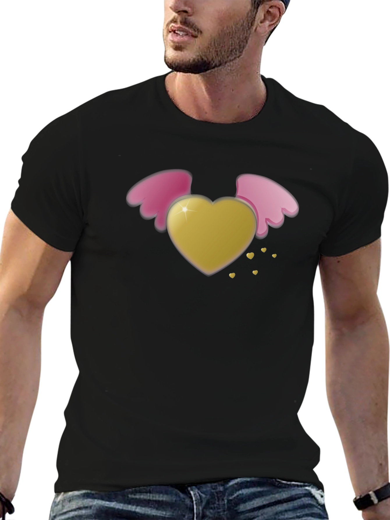Heart with Wings Black T-Shirt