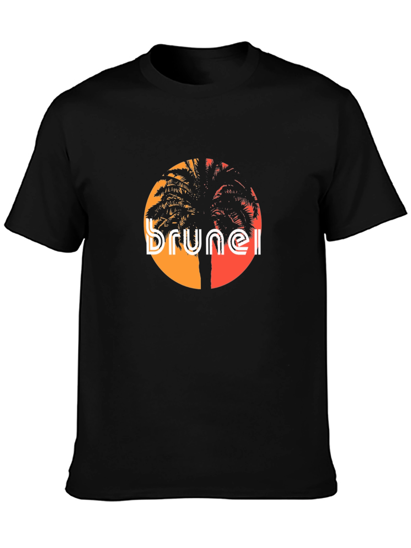 Brunei Sunset Graphic Tee - Black Cotton T-Shirt