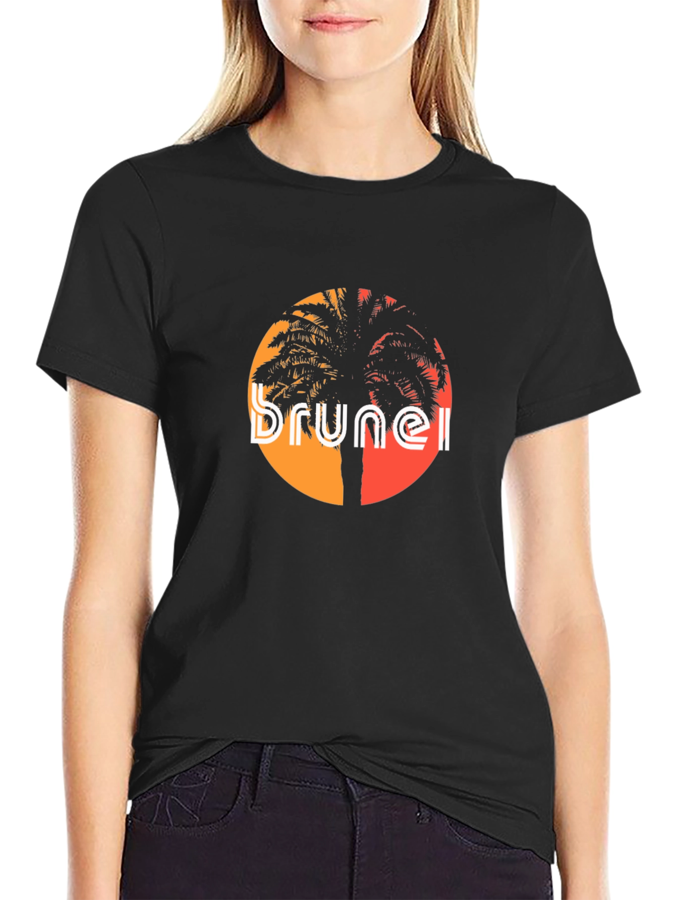 Brunei Sunset Graphic Tee - Black Cotton T-Shirt