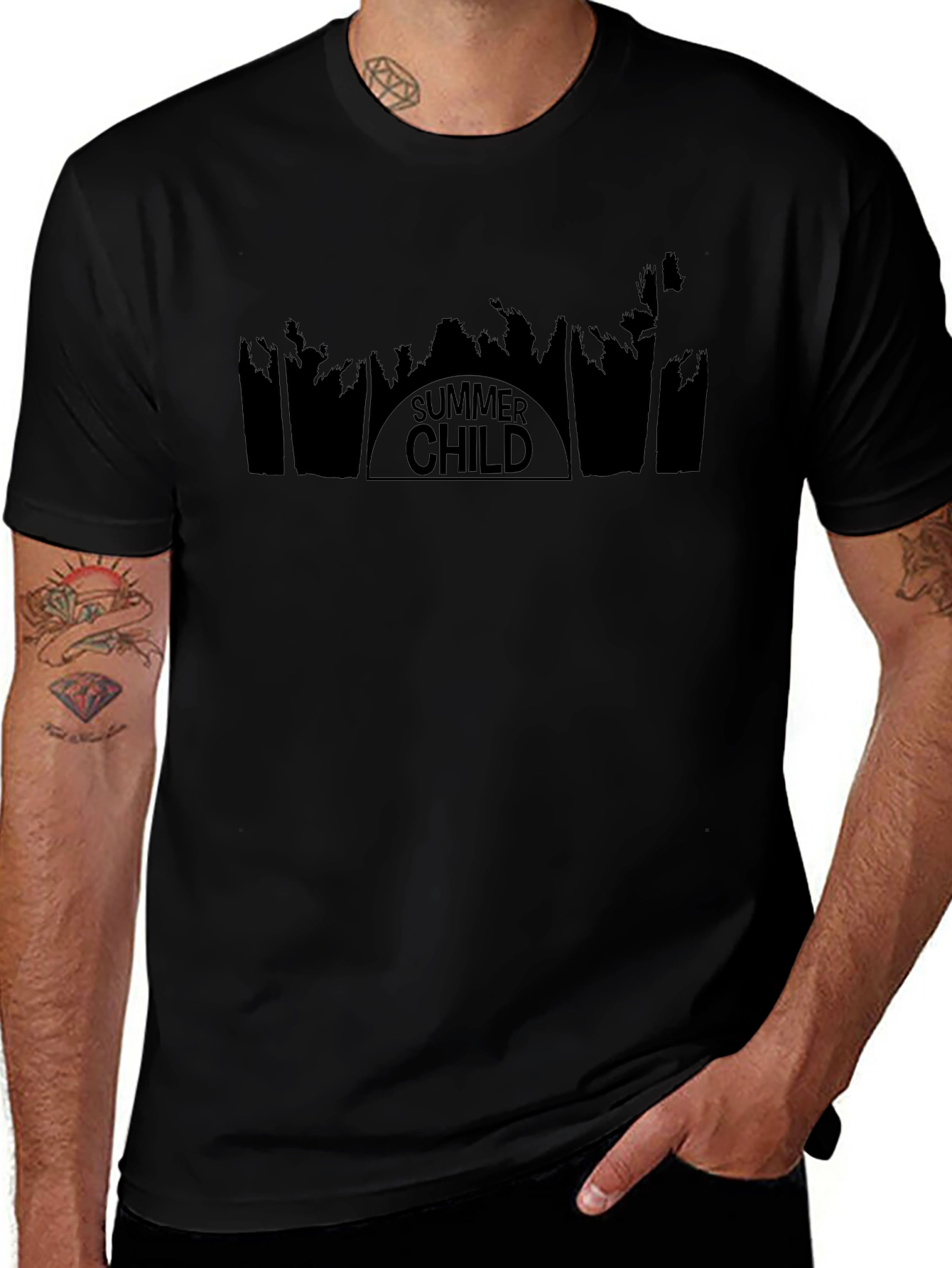 Summer Child Black Graphic T-Shirt - Tropical Vibe