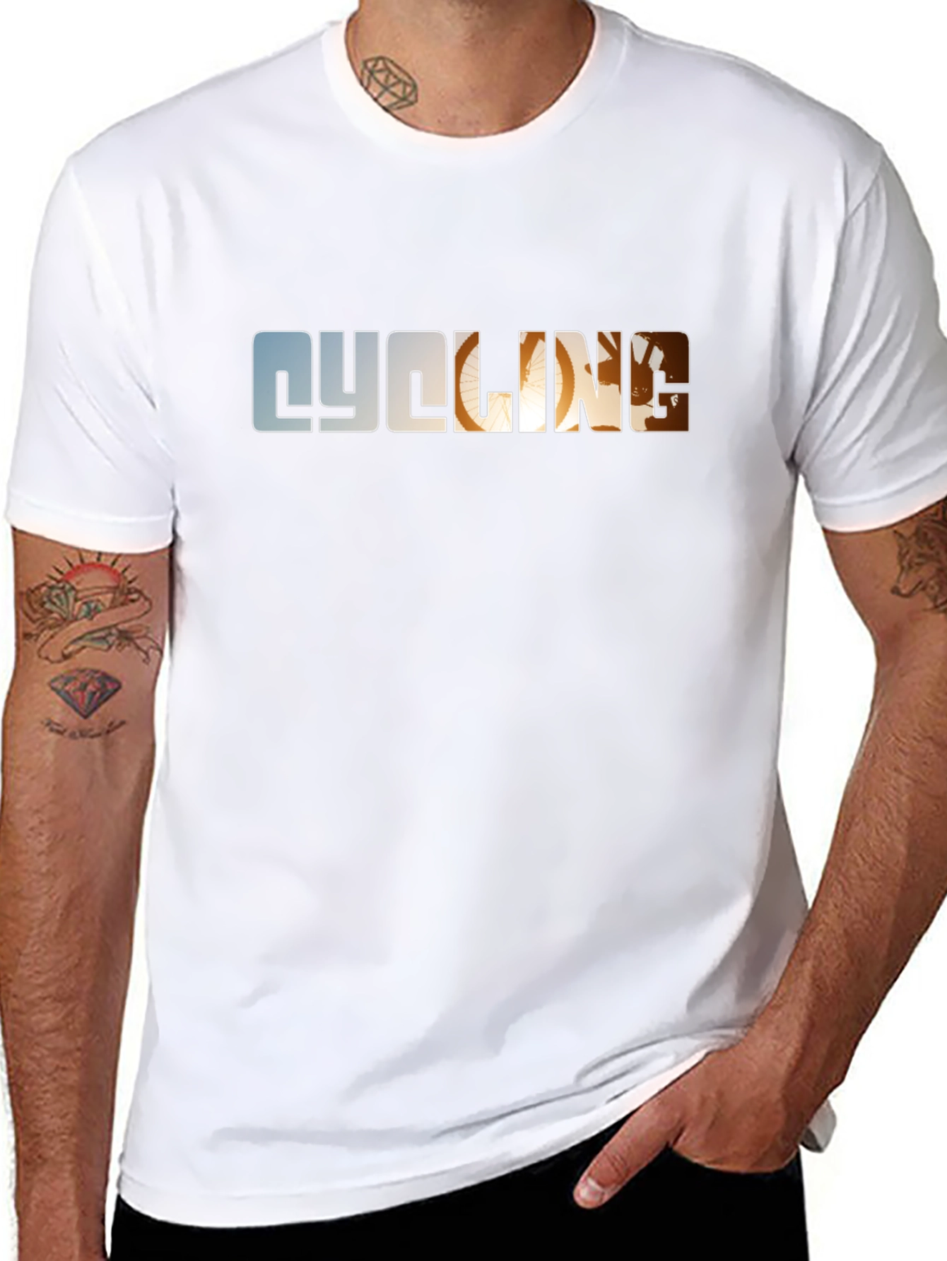 Cycling Graphic Tee - Black Cotton T-Shirt
