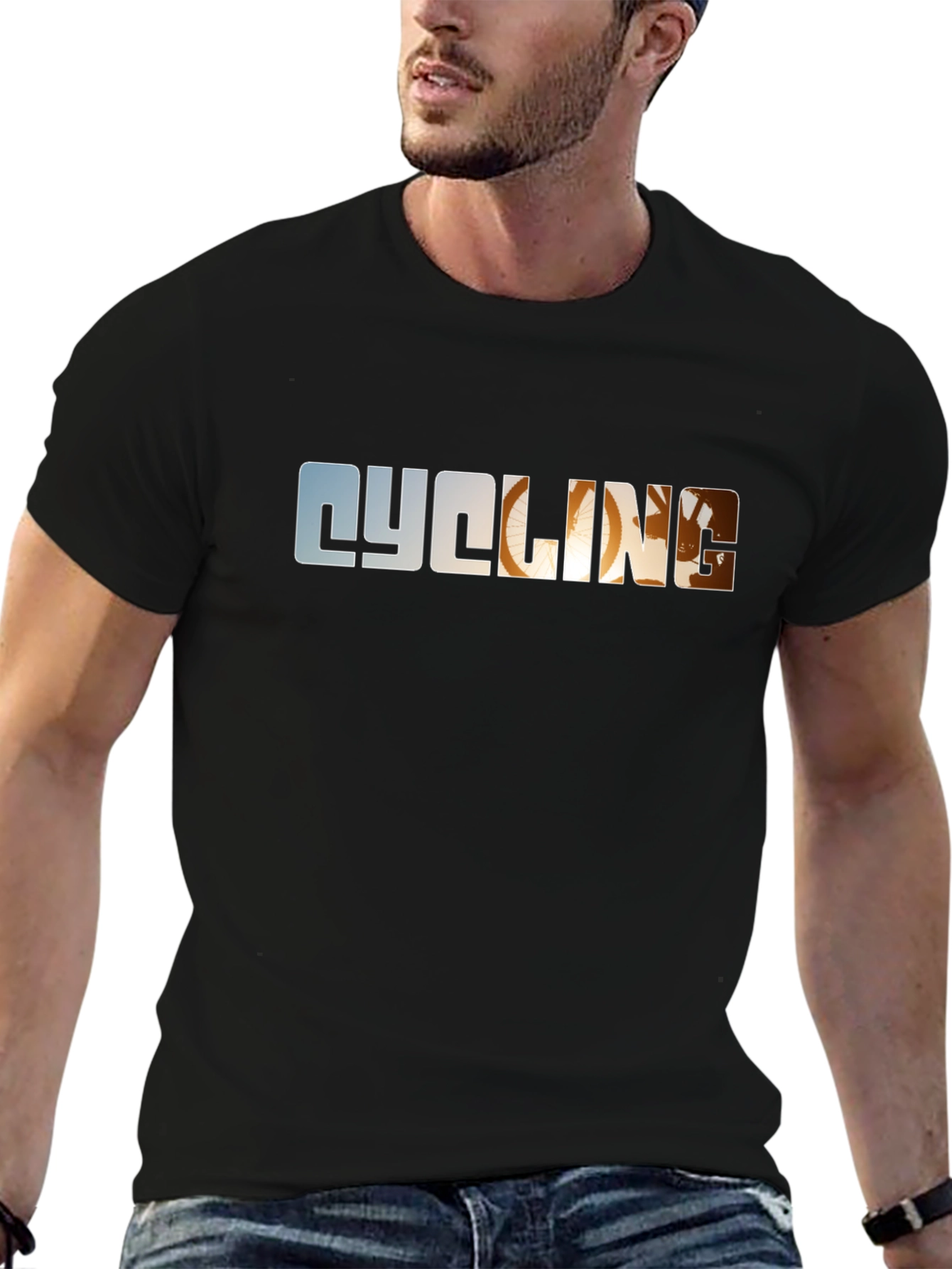 Cycling Graphic Tee - Black Cotton T-Shirt
