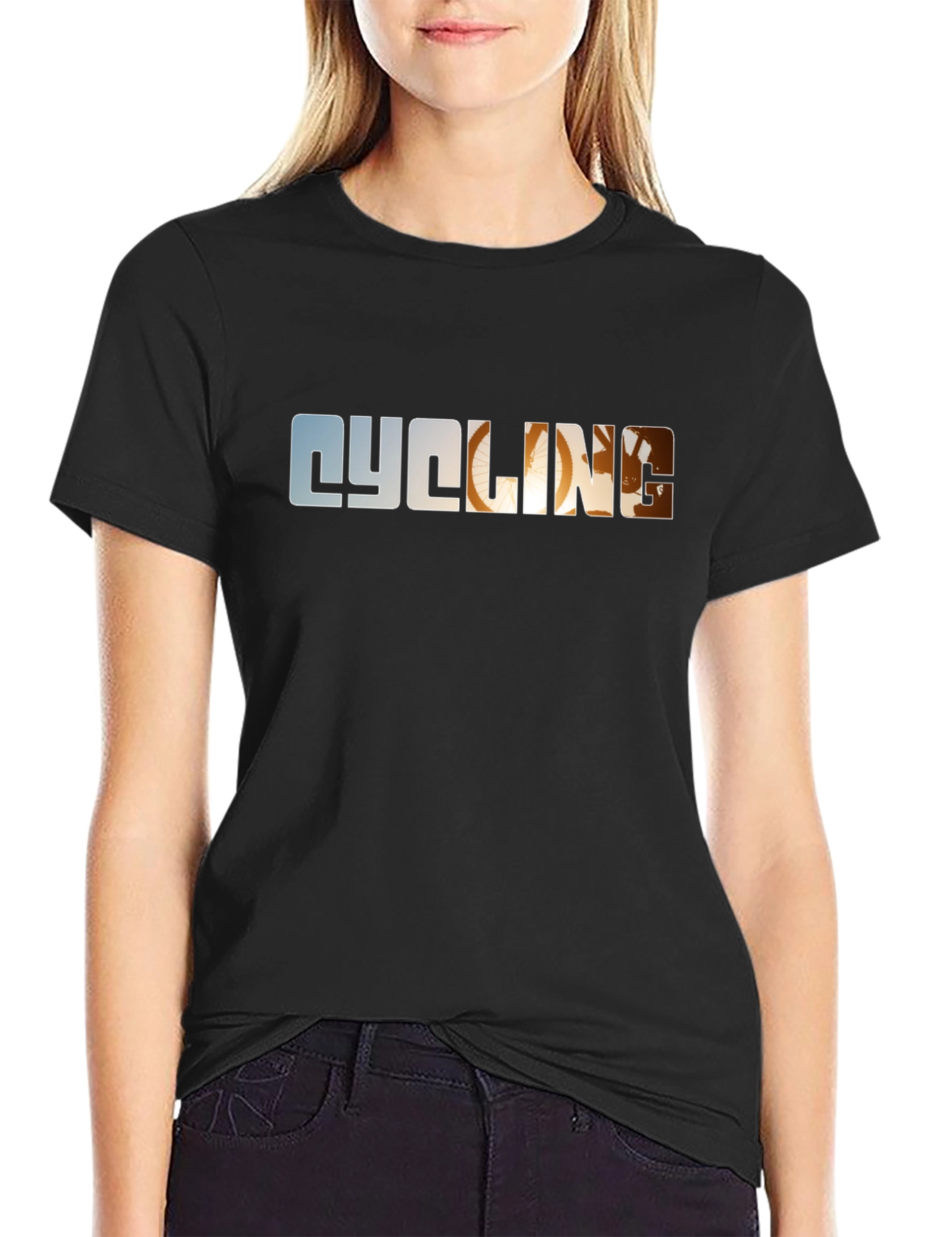 Cycling Graphic Tee - Black Cotton T-Shirt