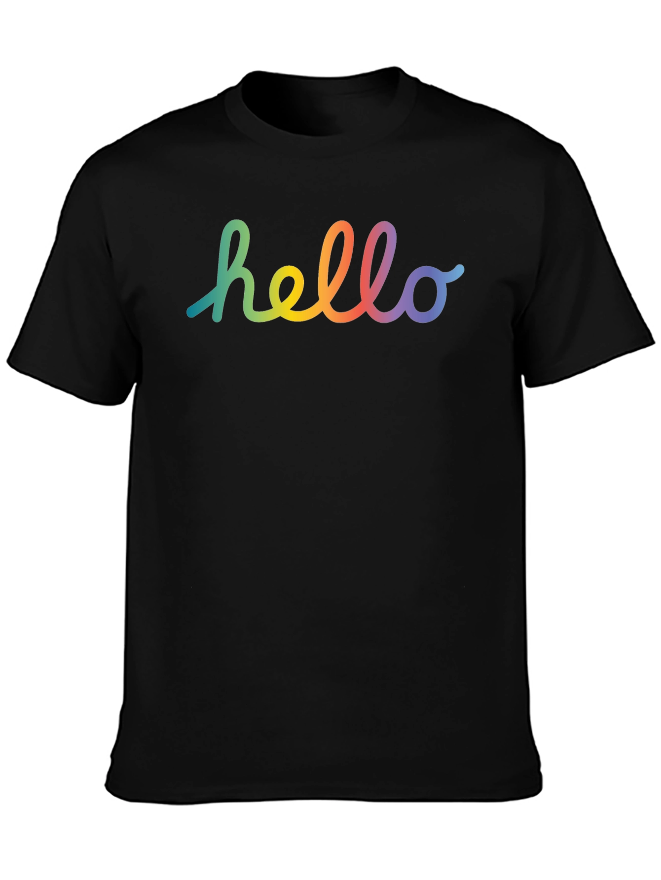 Rainbow Hello Graphic Black T-Shirt