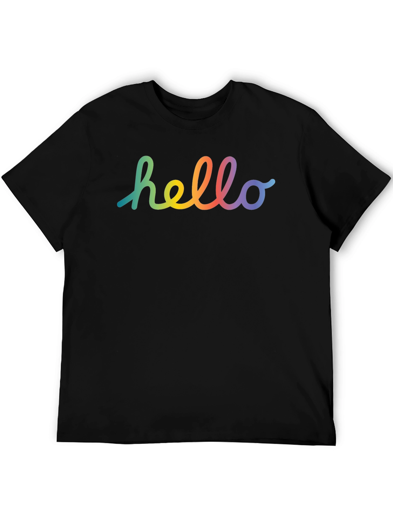 Rainbow Hello Graphic Black T-Shirt