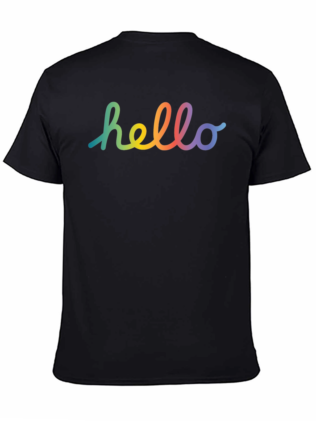 Rainbow Hello Graphic Black T-Shirt