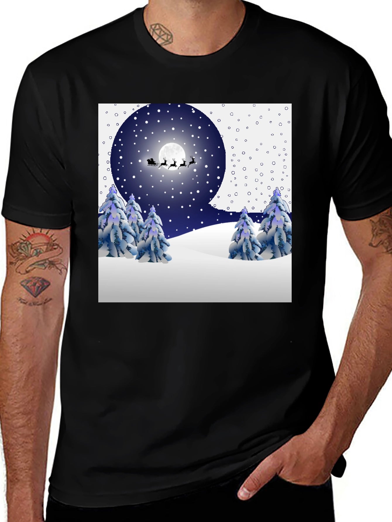 Festive Winter Night Scene T-Shirt