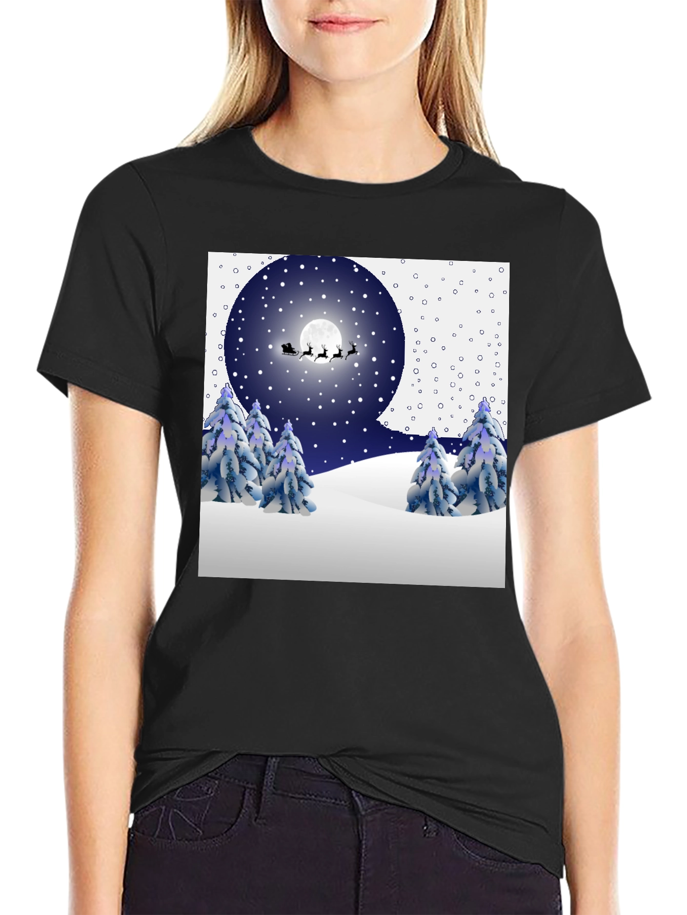 Festive Winter Night Scene T-Shirt
