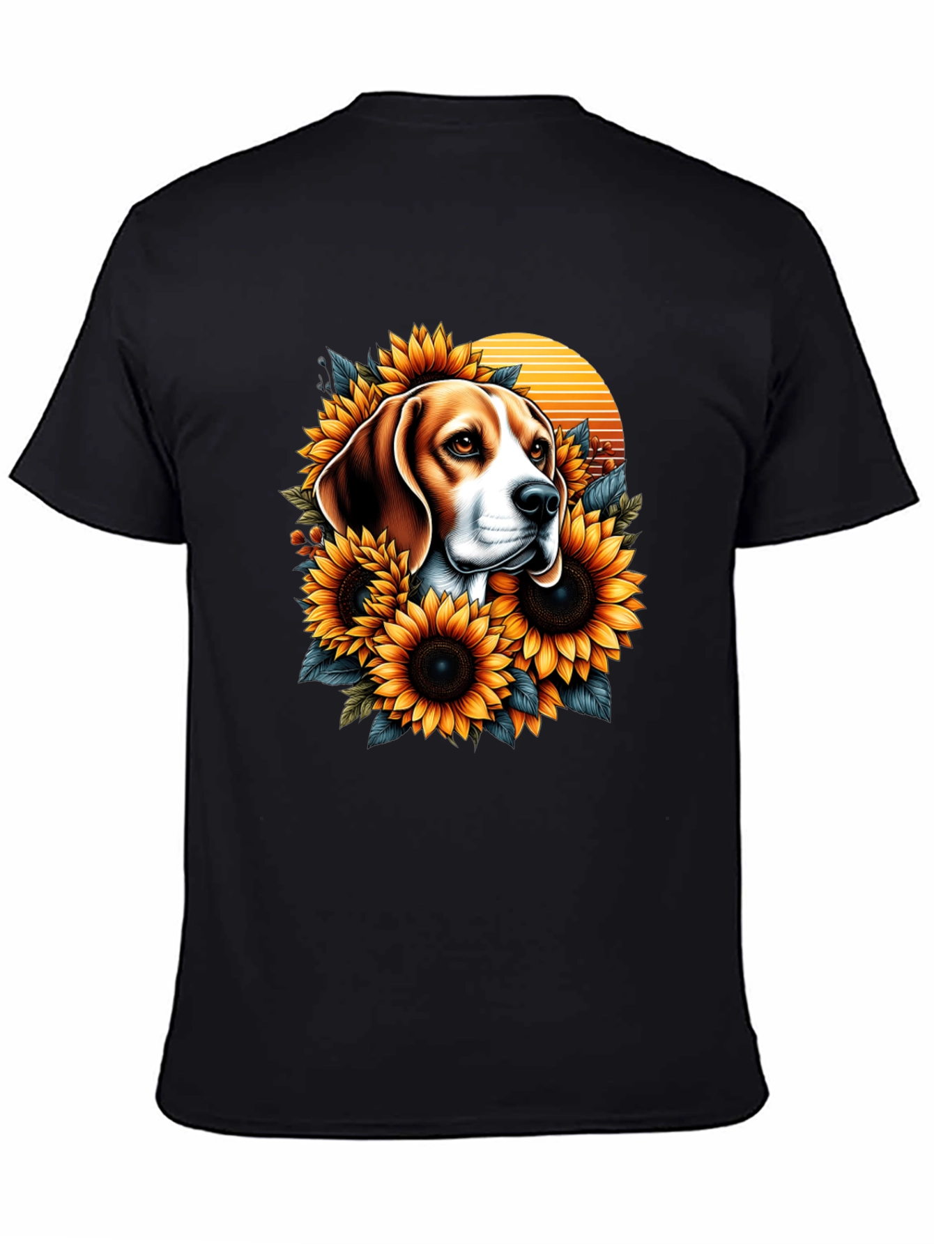 Dog and Sunflower Graphic T-Shirt
