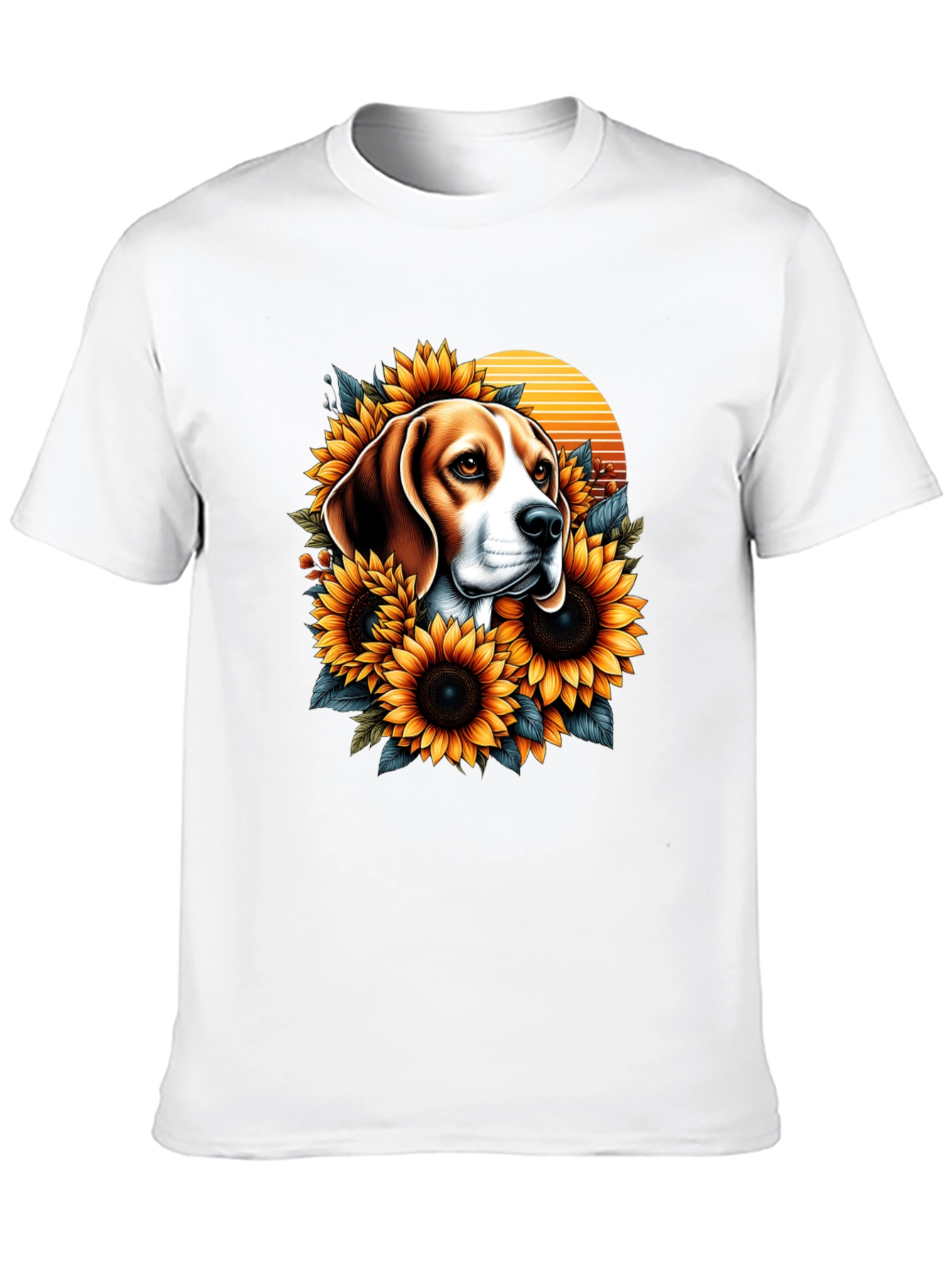 Dog and Sunflower Graphic T-Shirt