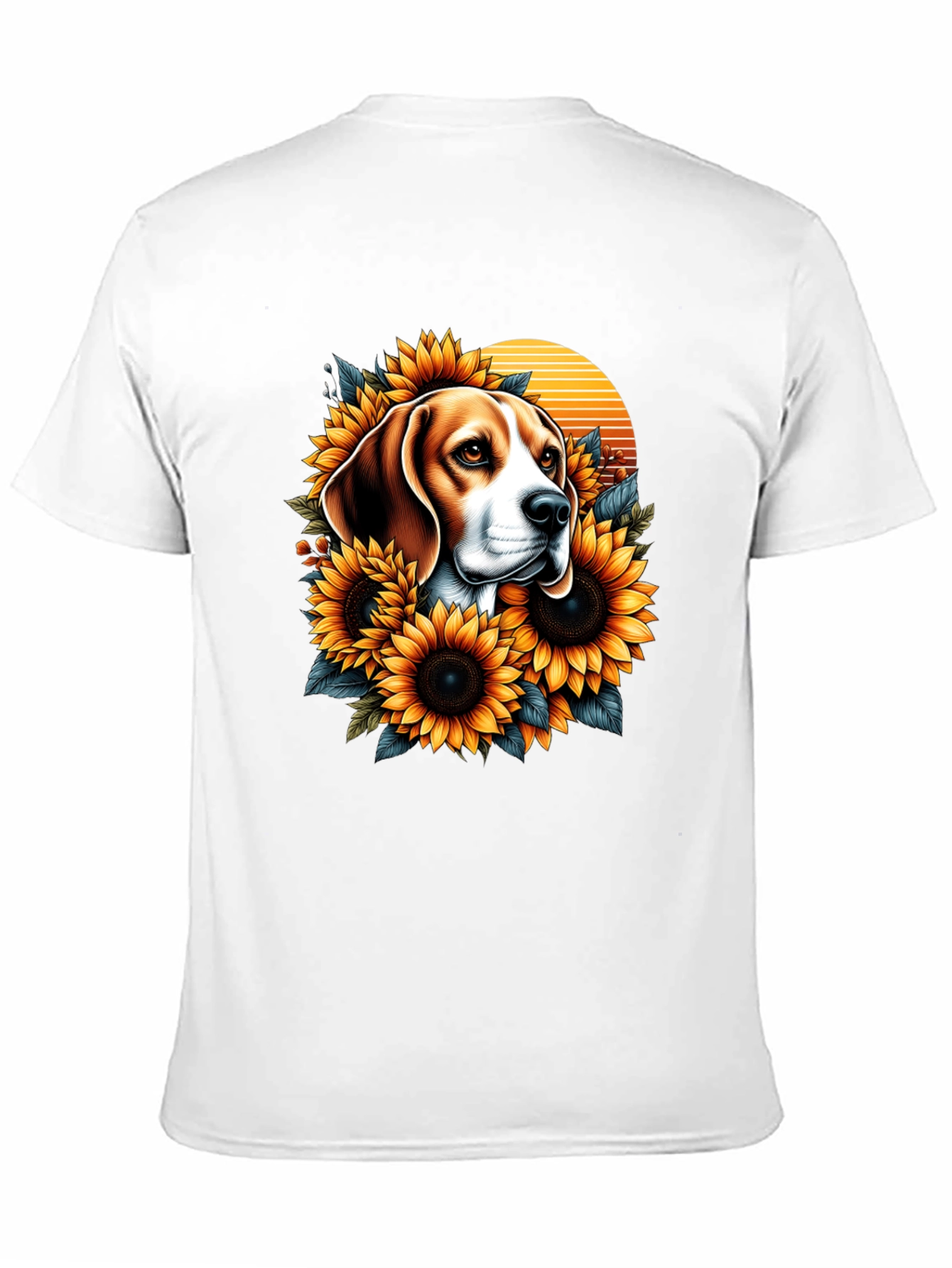 Dog and Sunflower Graphic T-Shirt