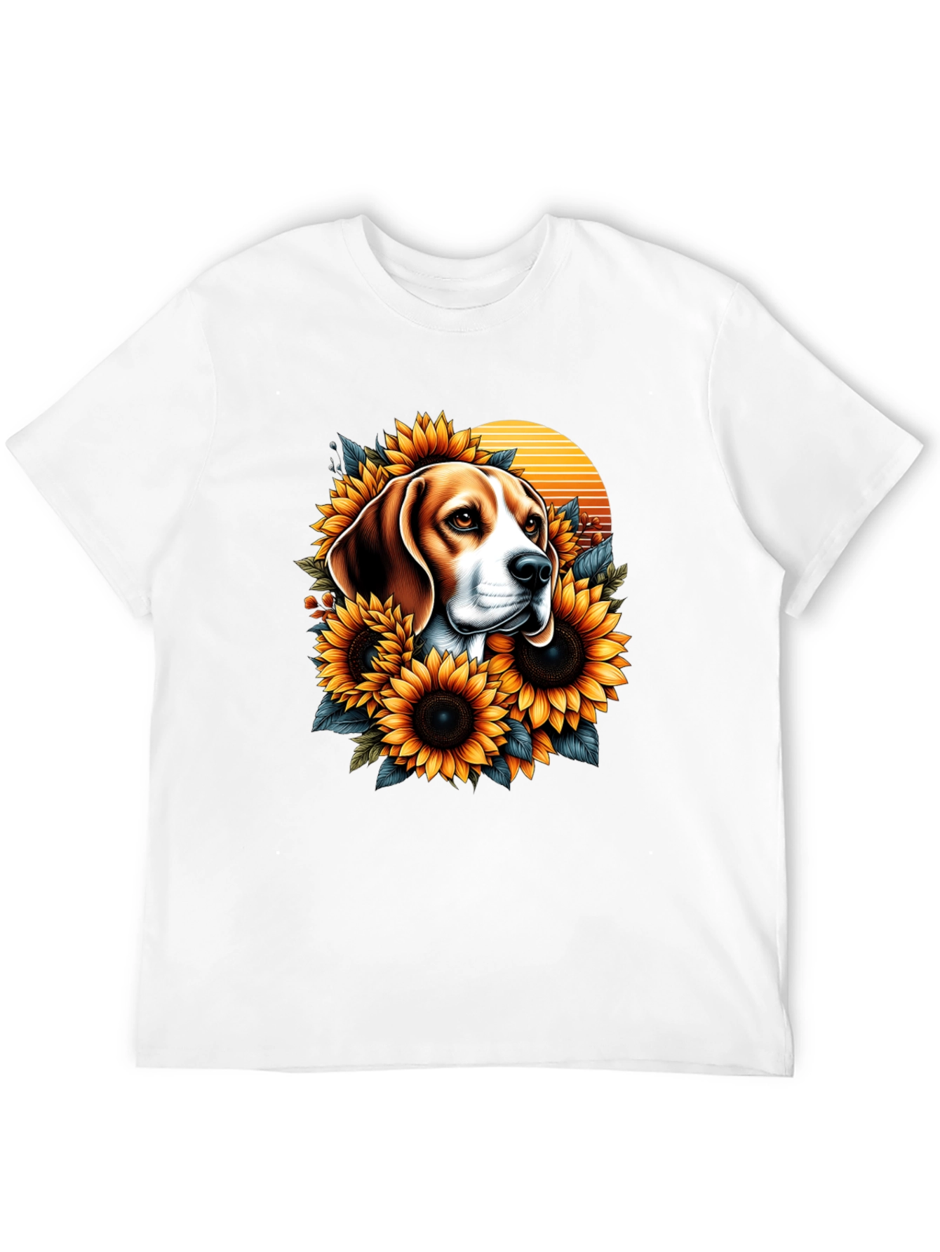 Dog and Sunflower Graphic T-Shirt