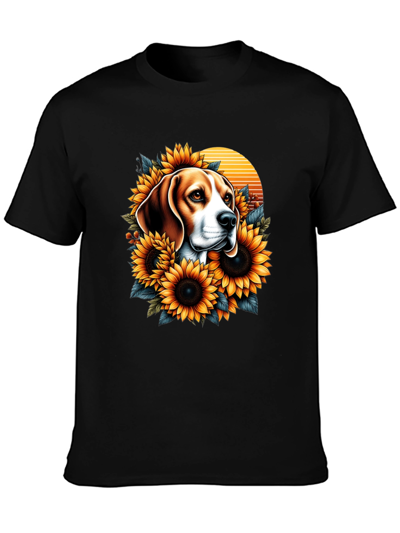 Dog and Sunflower Graphic T-Shirt