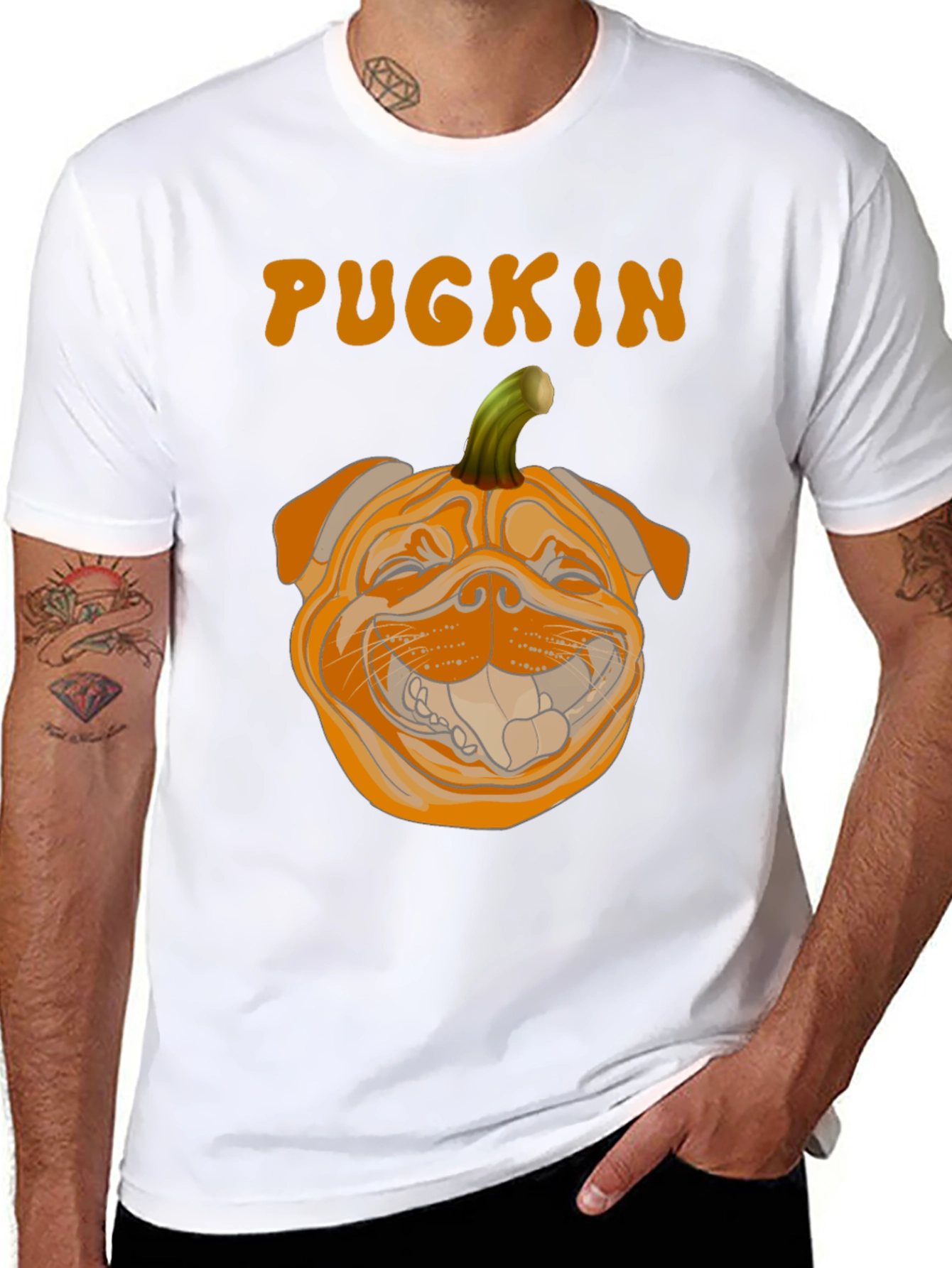Pugkin Halloween T-Shirt - Funny Pumpkin Dog Tee