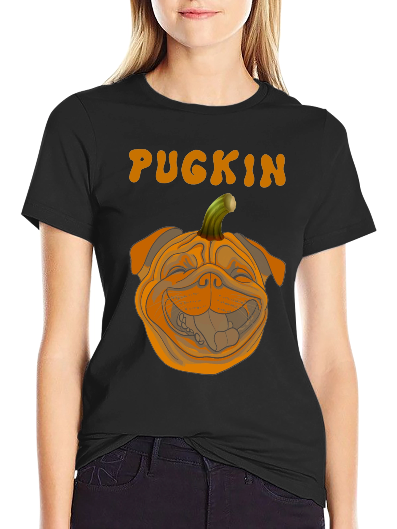 Pugkin Halloween T-Shirt - Funny Pumpkin Dog Tee