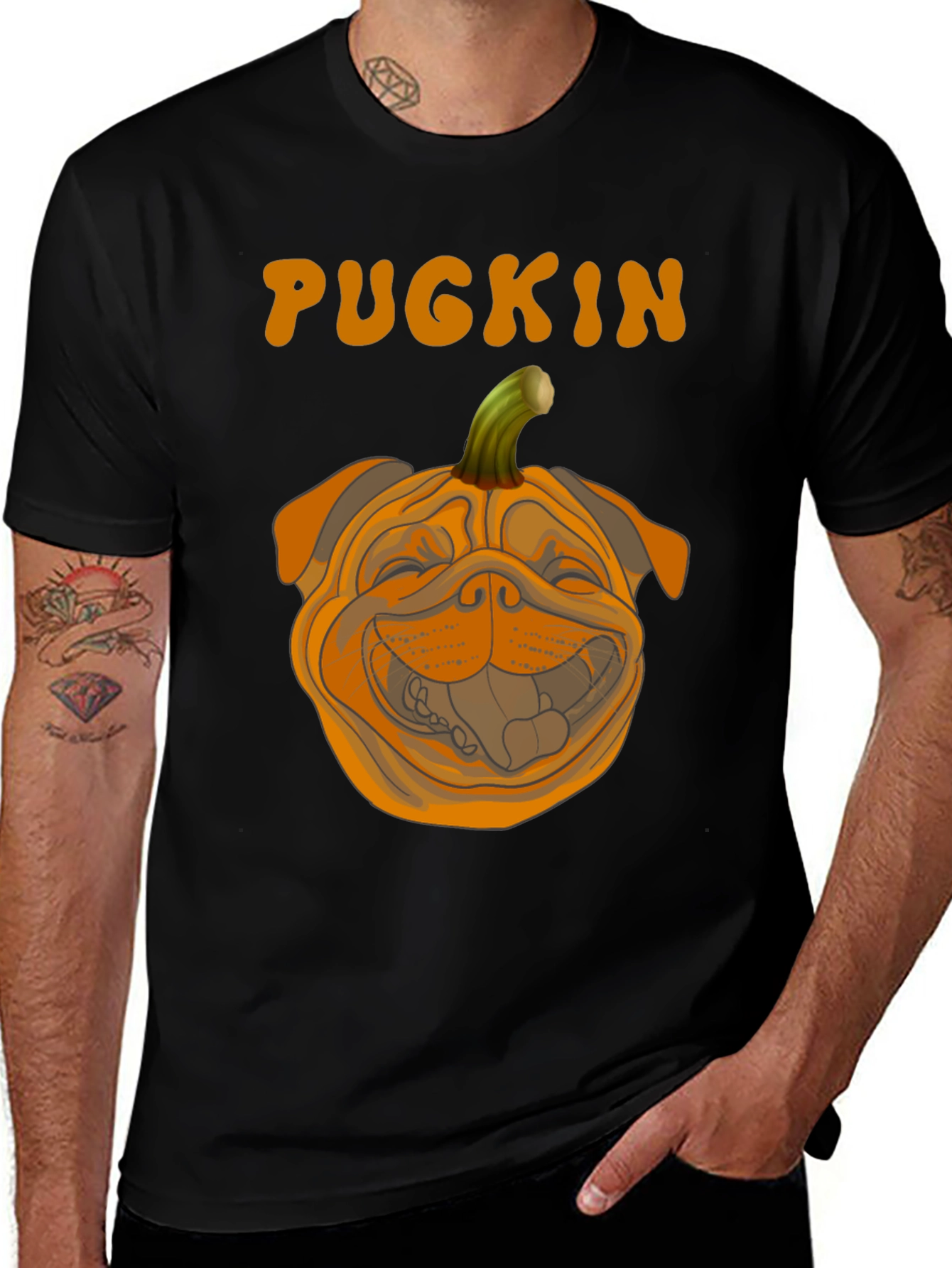 Pugkin Halloween T-Shirt - Funny Pumpkin Dog Tee