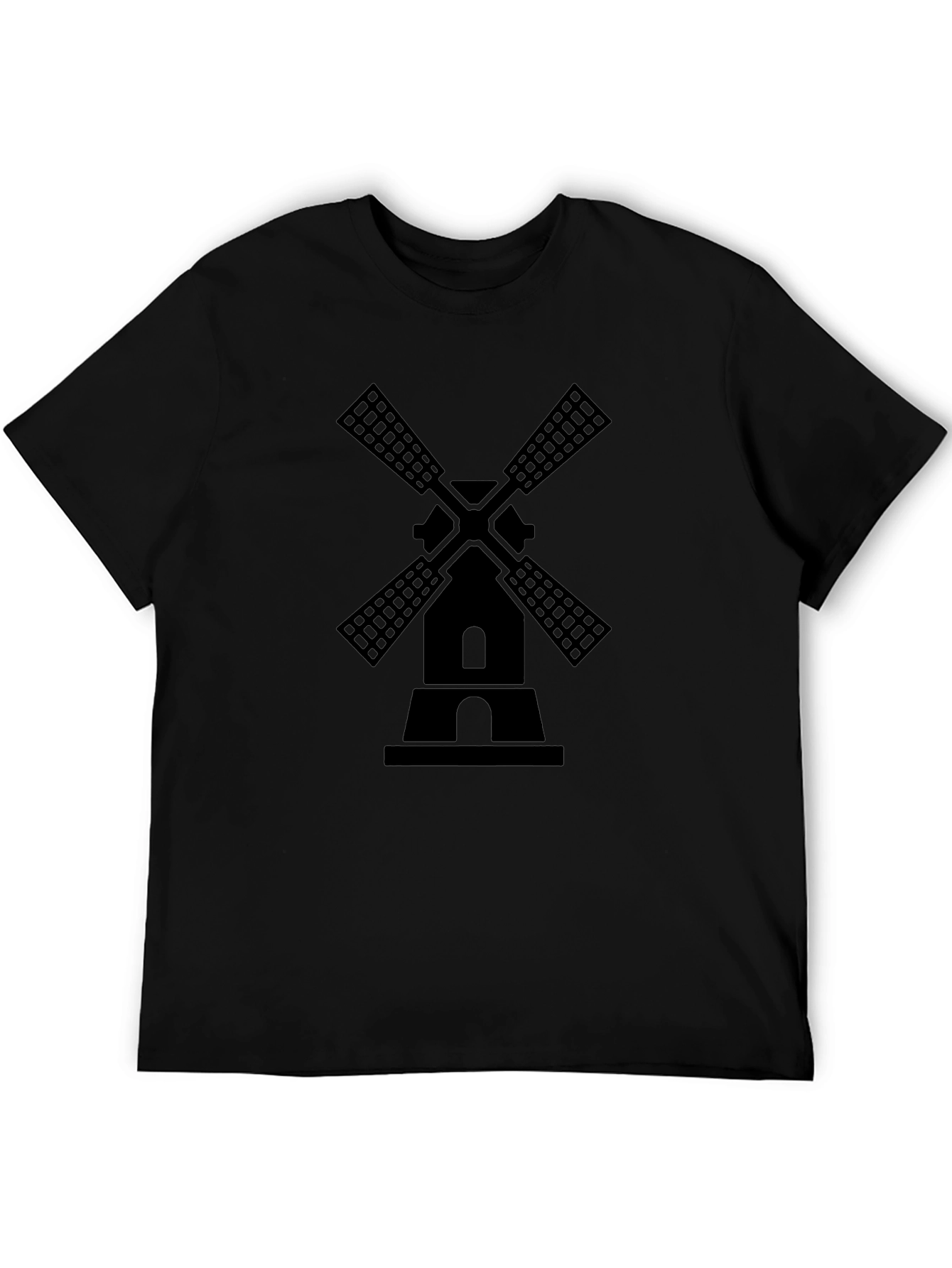 Black Windmill Graphic Tee - Mens Casual Shirt