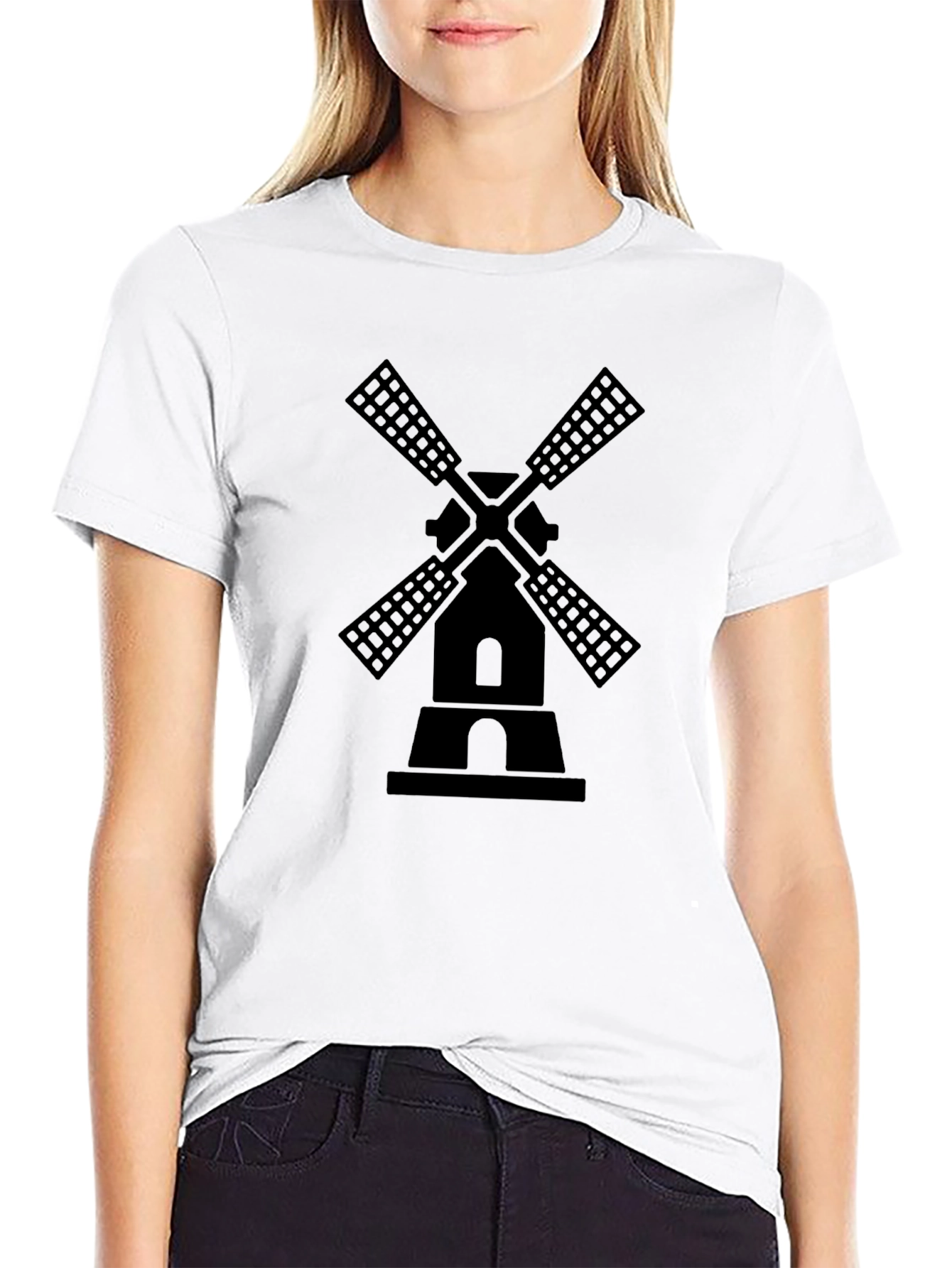 Black Windmill Graphic Tee - Mens Casual Shirt