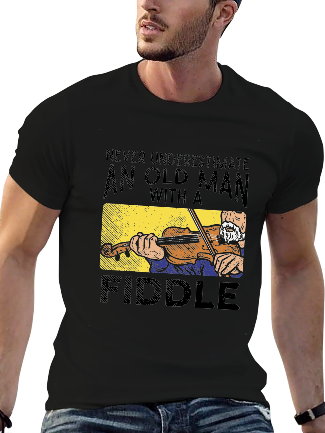 Old Man Fiddle T-Shirt - Musician Gift