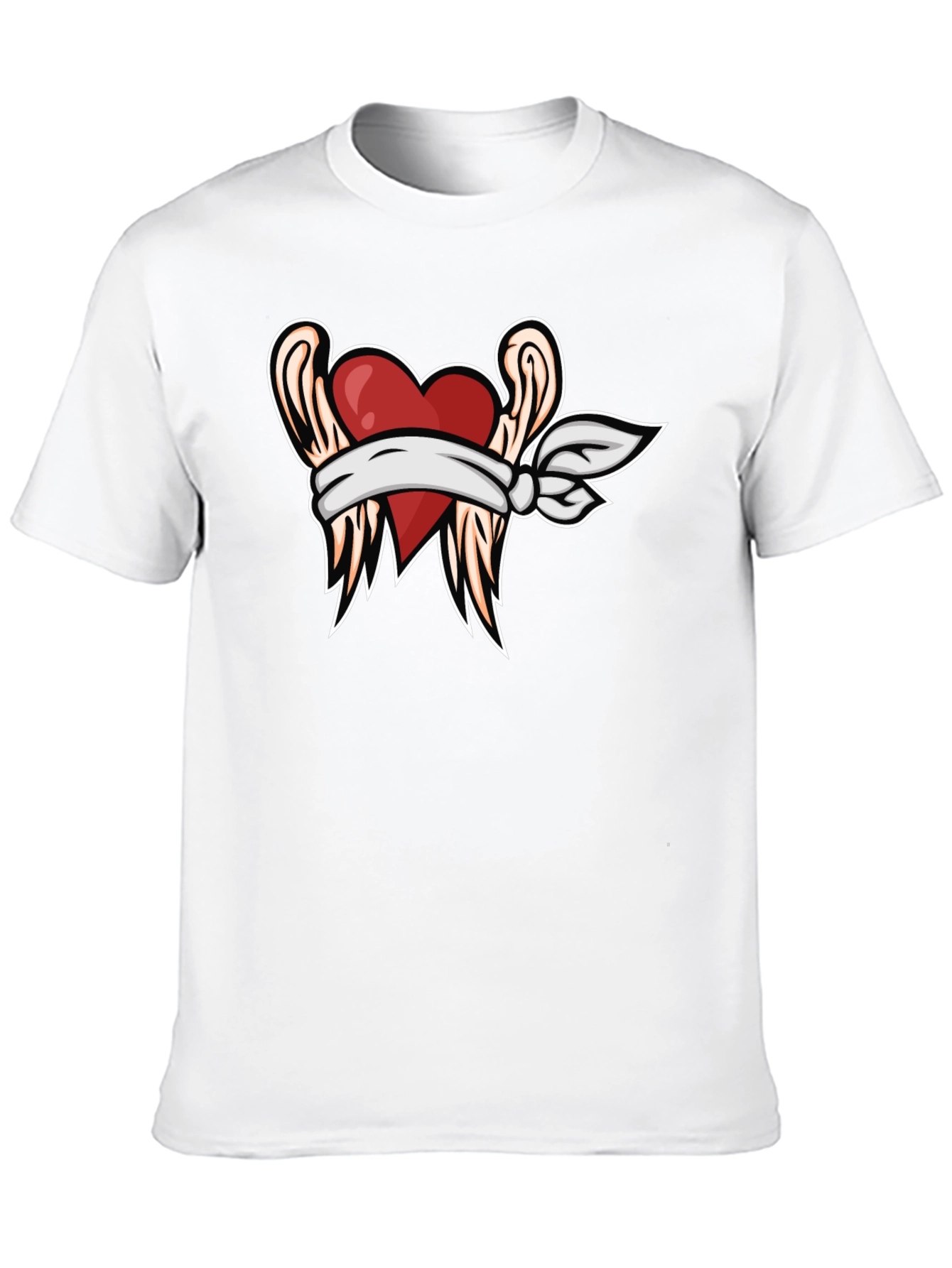 Heart & Wings Graphic Tee - Black Casual T-Shirt