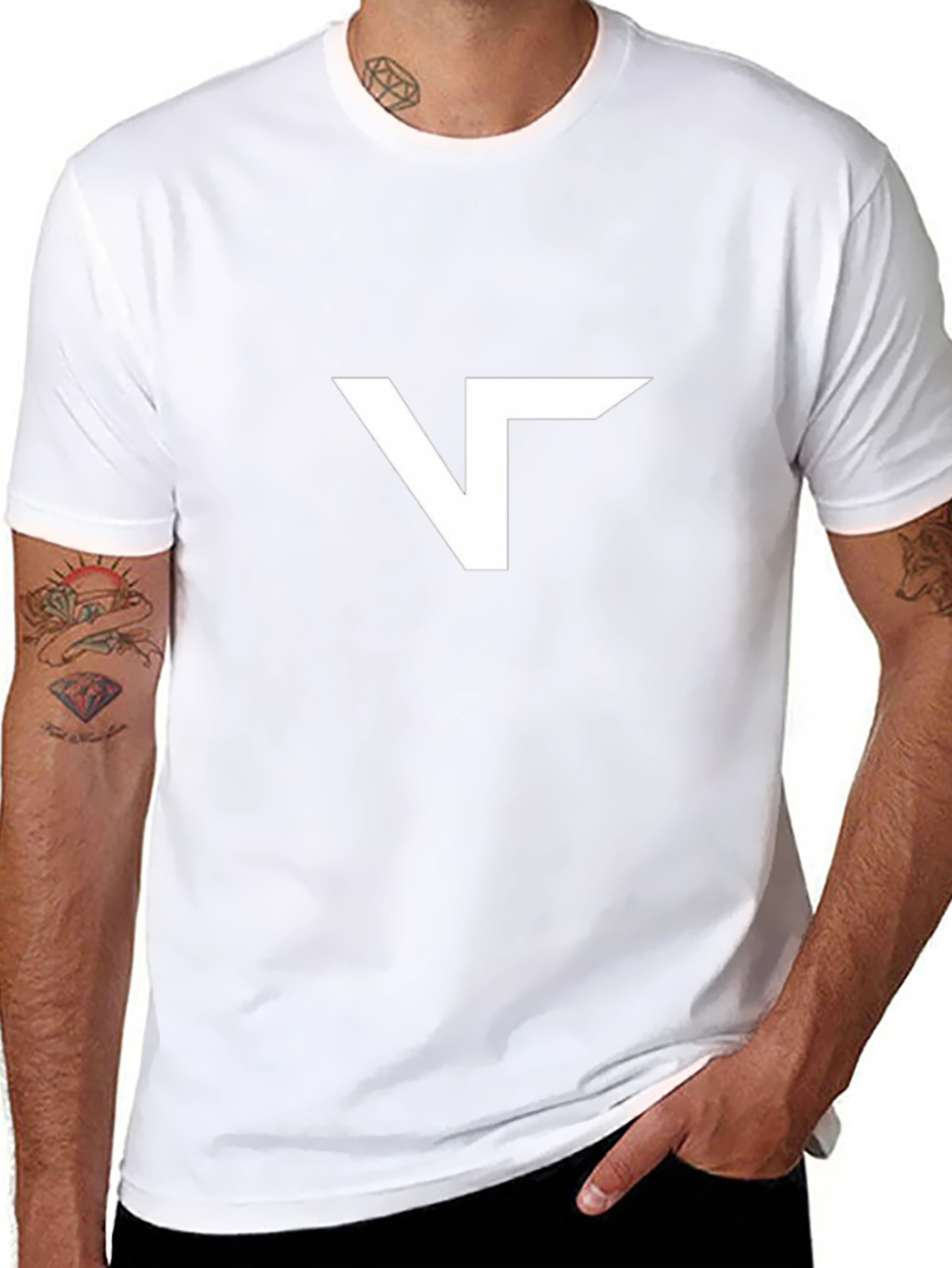Modern Black T-Shirt with Abstract White Logo