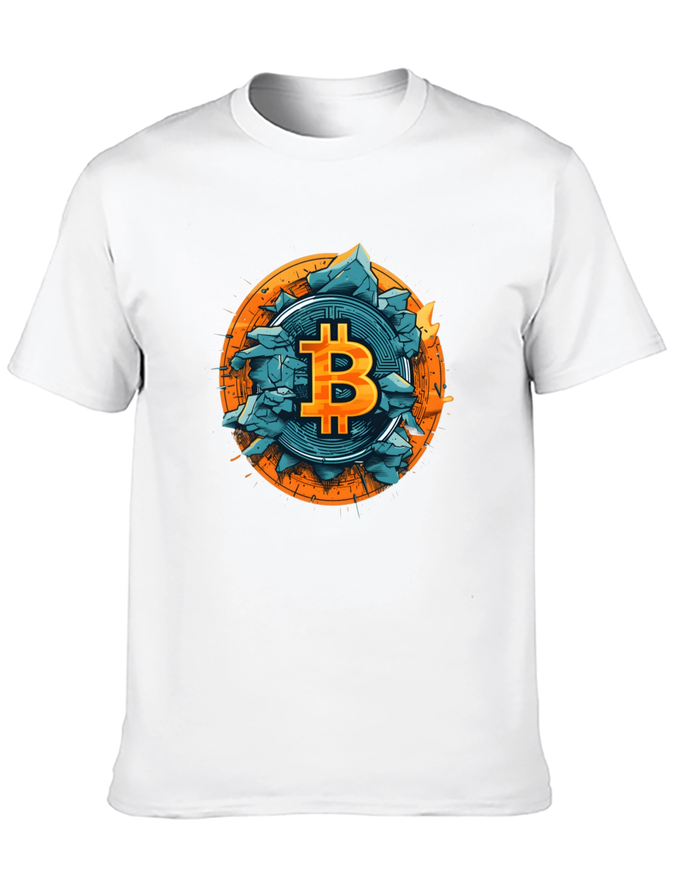 Bitcoin Shattered Design Black T-Shirt