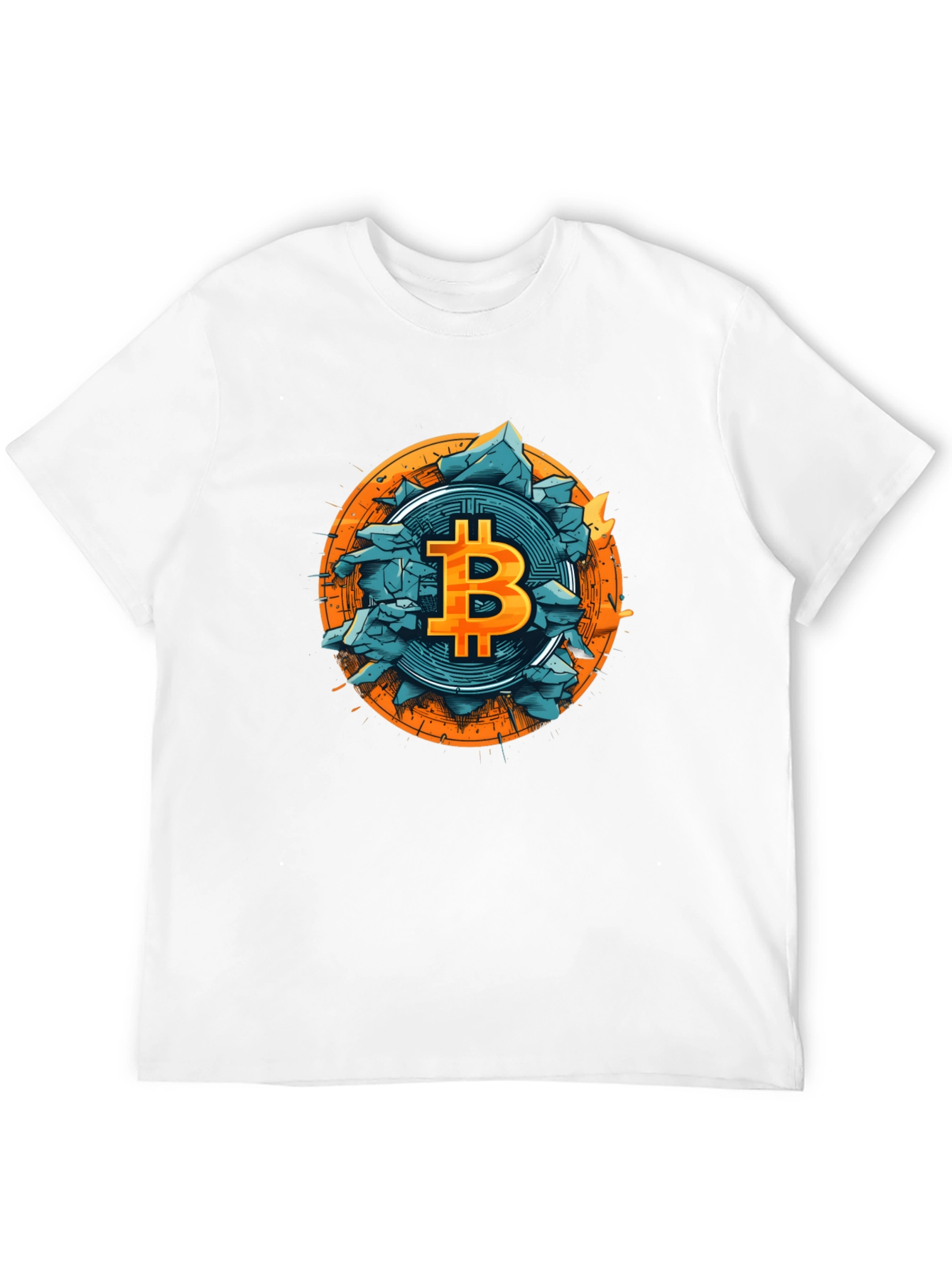 Bitcoin Shattered Design Black T-Shirt
