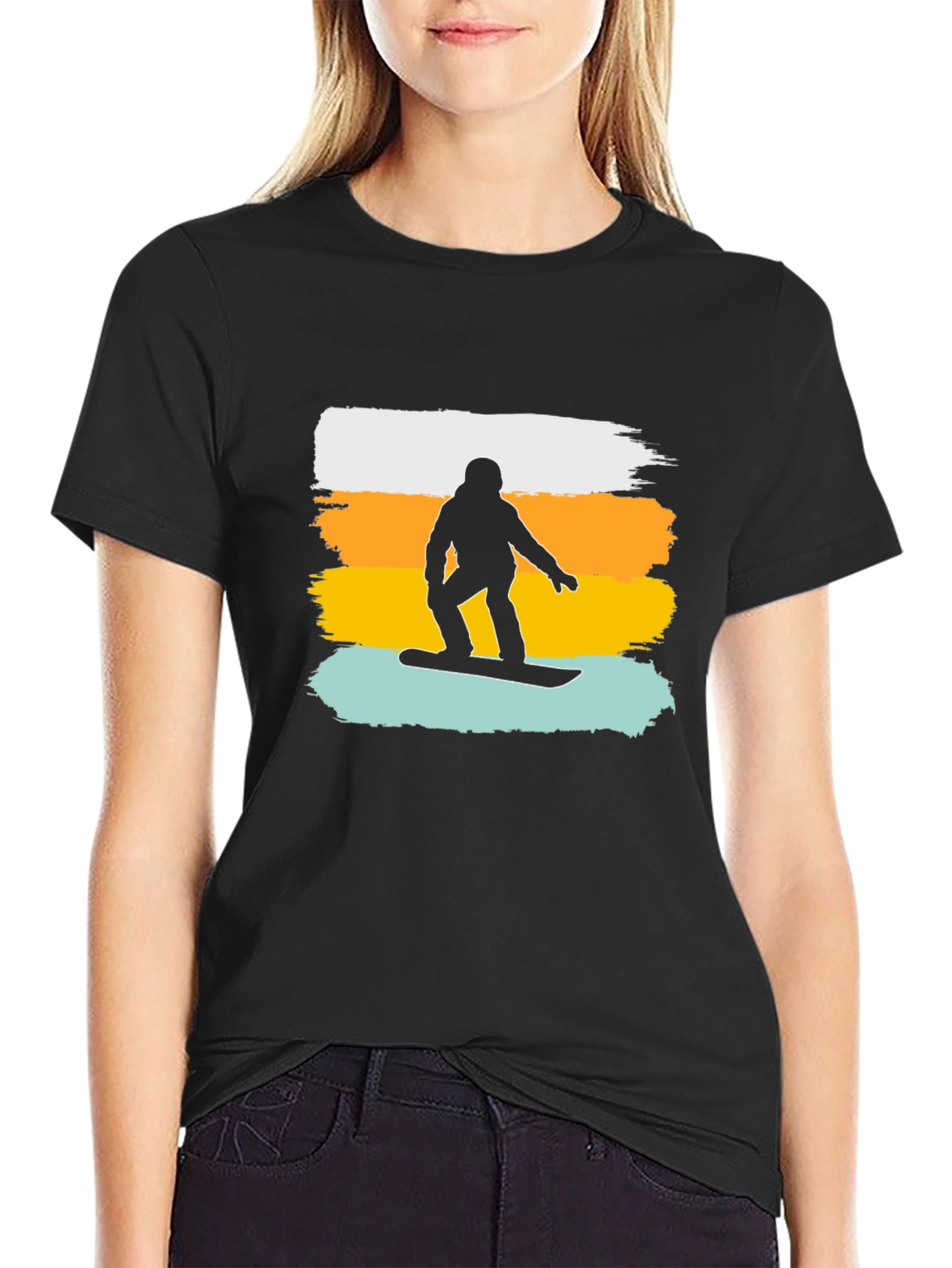 Snowboarder Graphic Tee - Black Casual Shirt