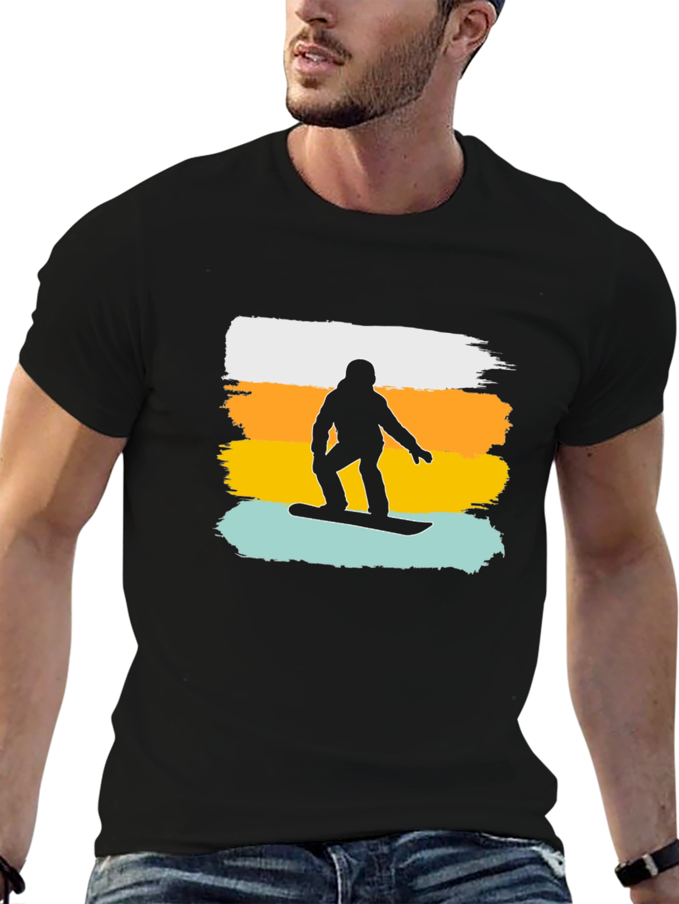 Snowboarder Graphic Tee - Black Casual Shirt