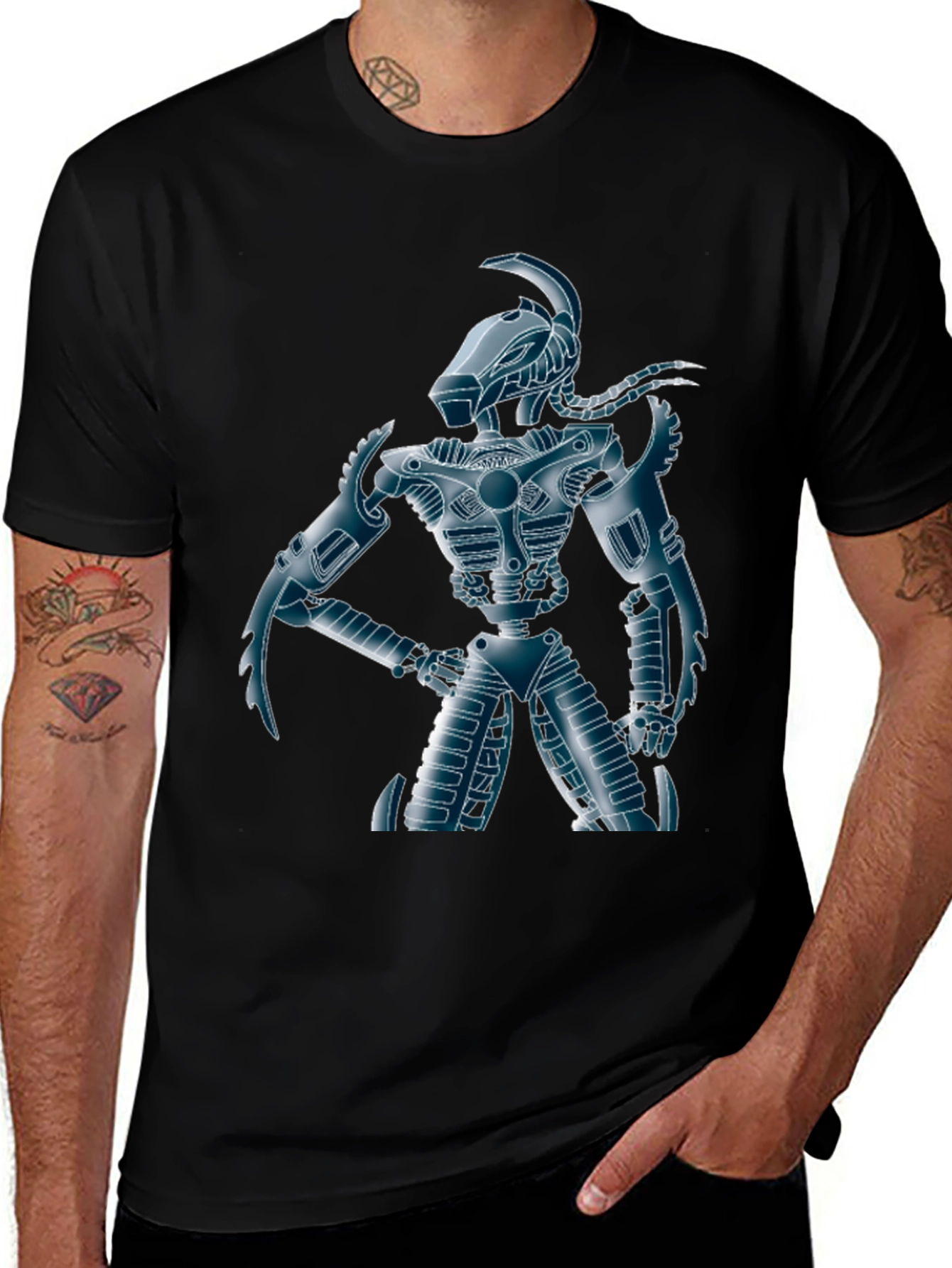 Robot Warrior Graphic Tee - Sci-Fi Style