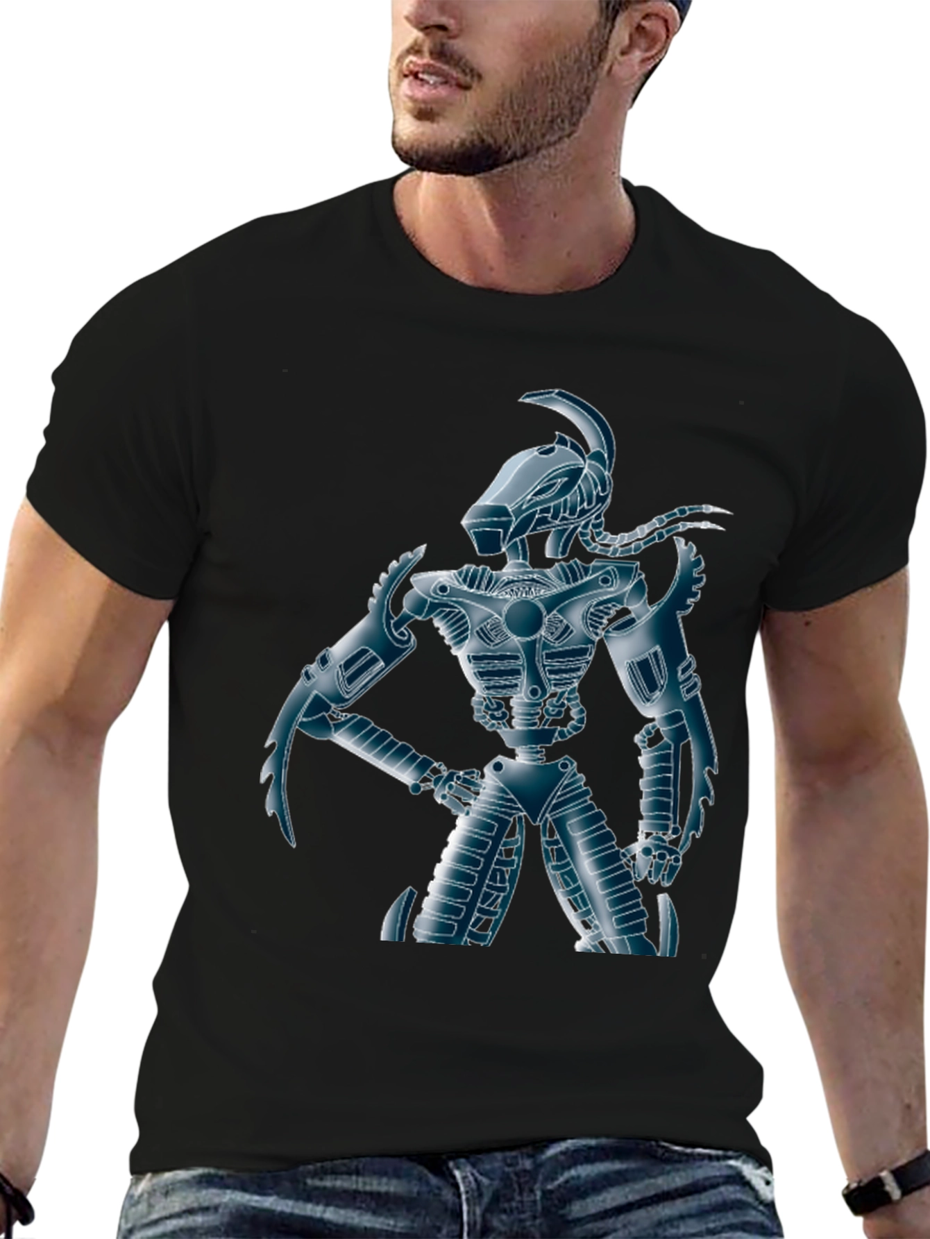 Robot Warrior Graphic Tee - Sci-Fi Style